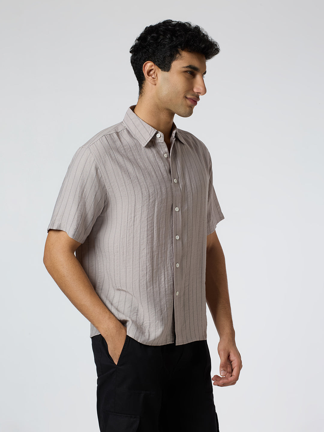 Ripple Half-Sleeves shirt - Grey