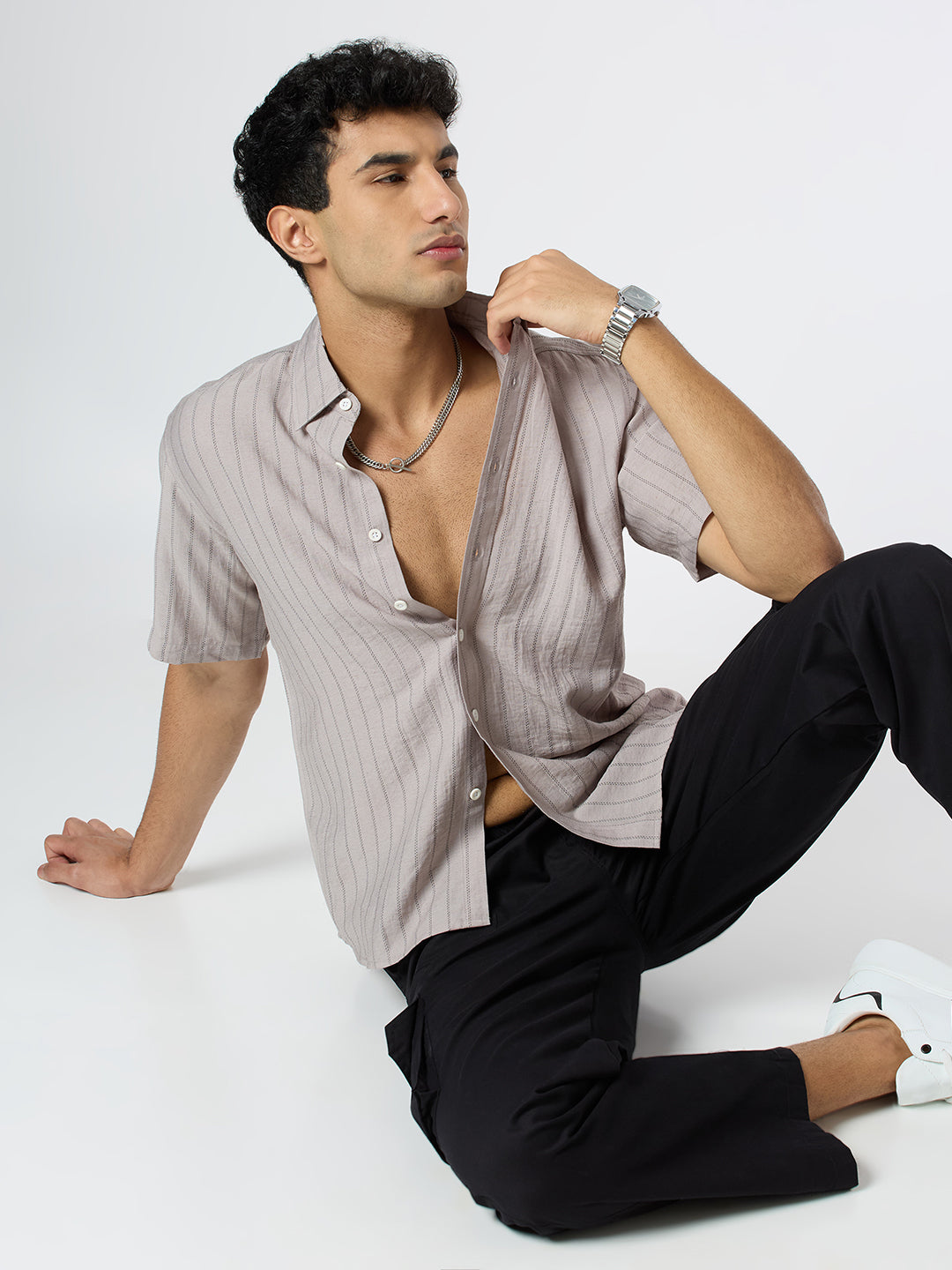 Ripple Half-Sleeves shirt - Grey