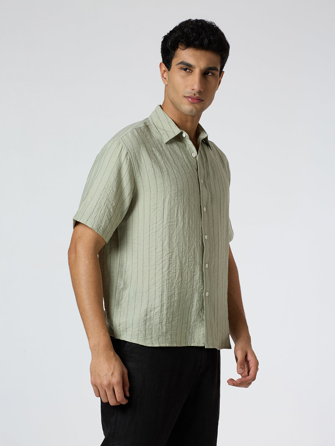 Ripple Half-Sleeves shirt - Sage Green