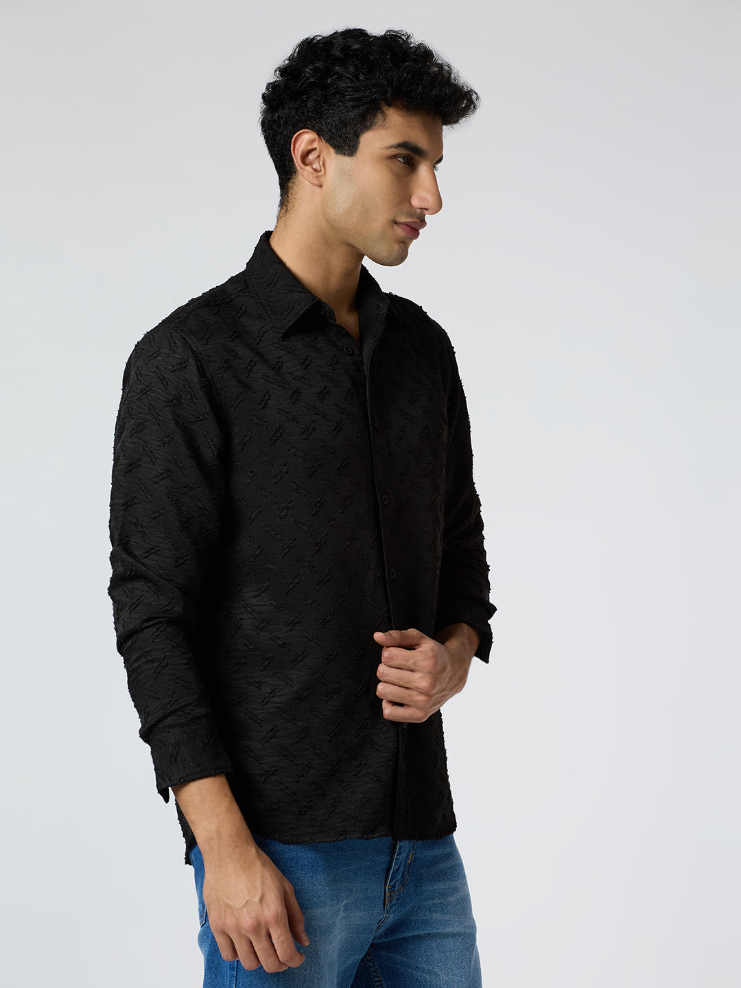 Sandwave Textured Shirt - Black