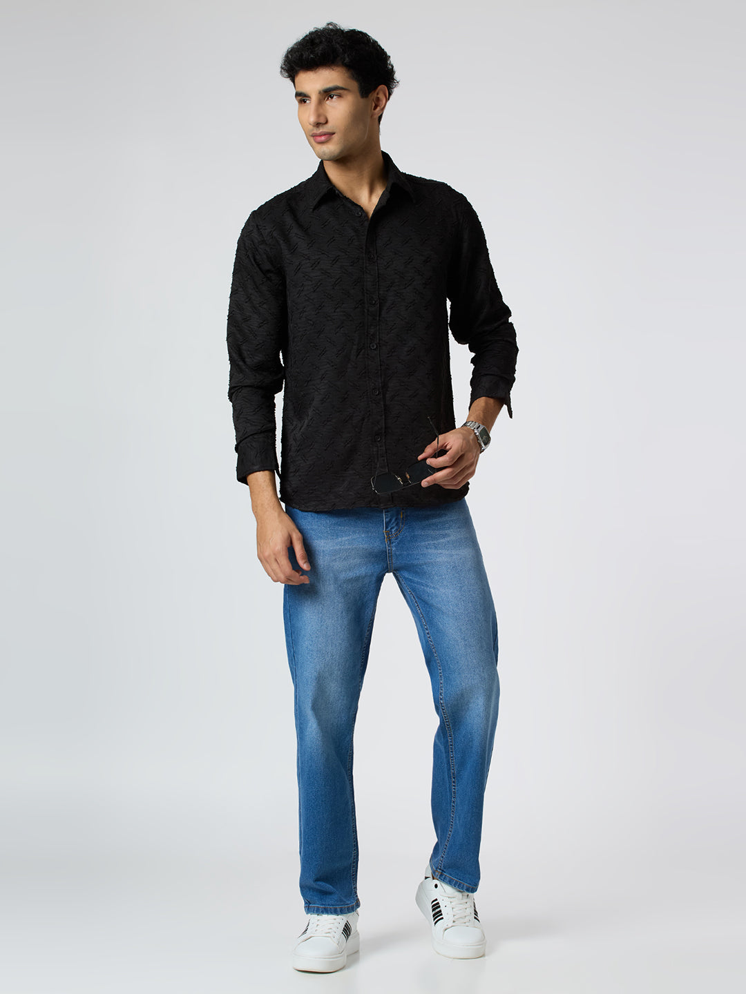 Sandwave Textured Shirt - Black