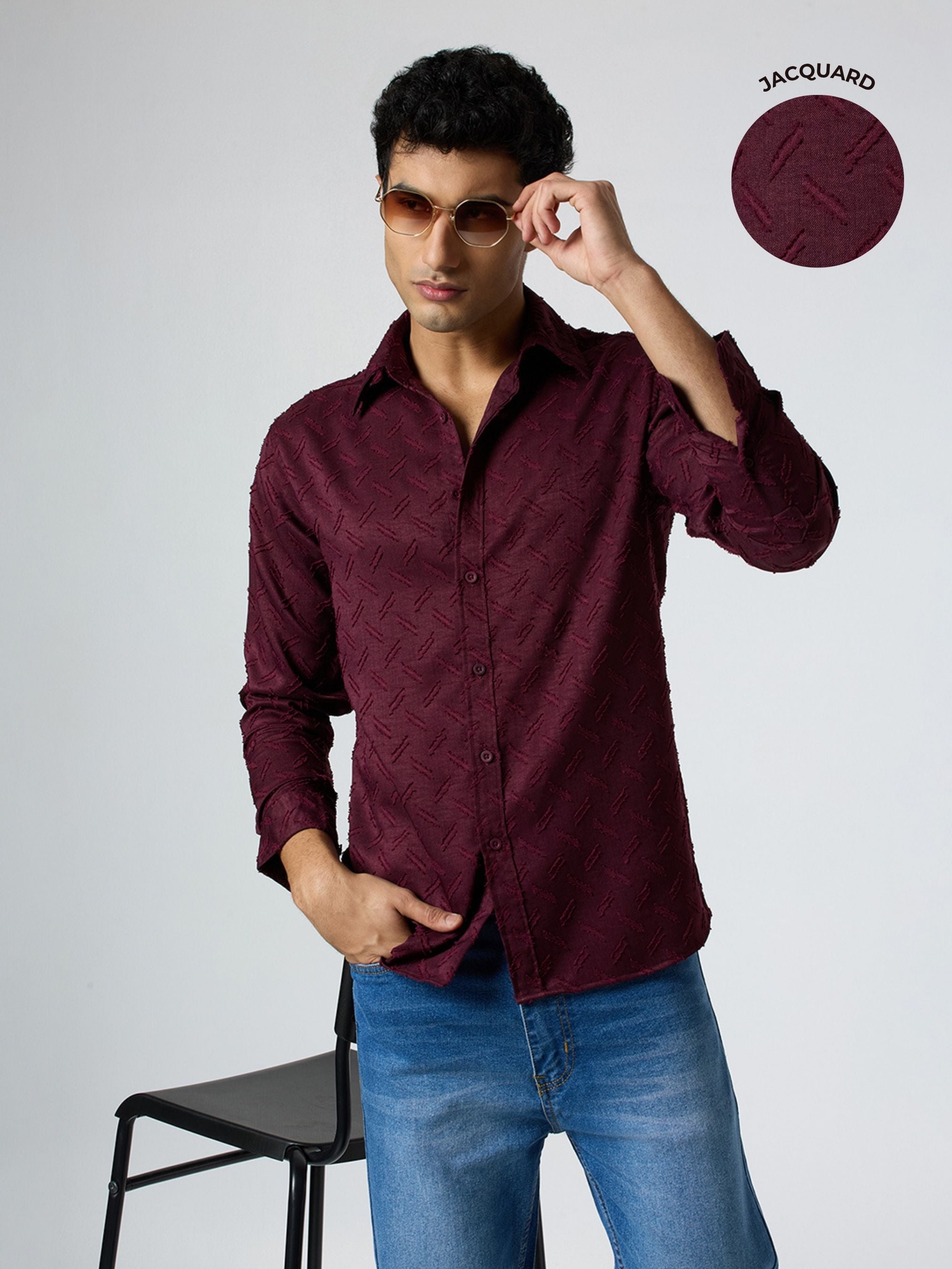 Sandwave Textured Shirt - Burgundy