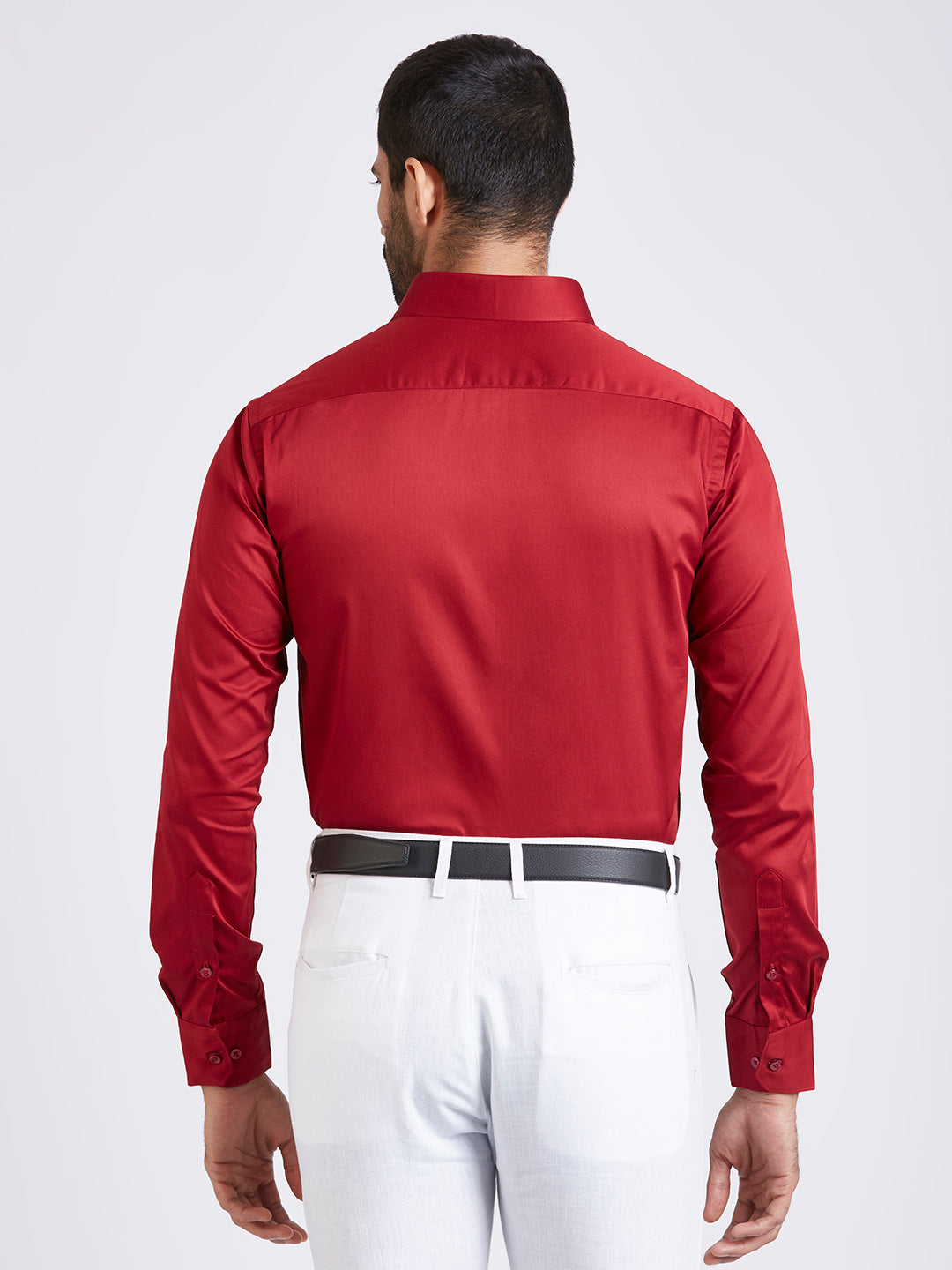 Arcane - Satin Slim Fit Shirt - Red