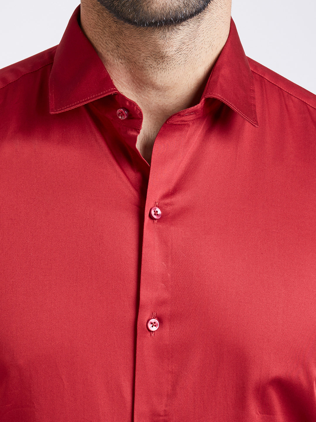 Arcane - Satin Slim Fit Shirt - Red
