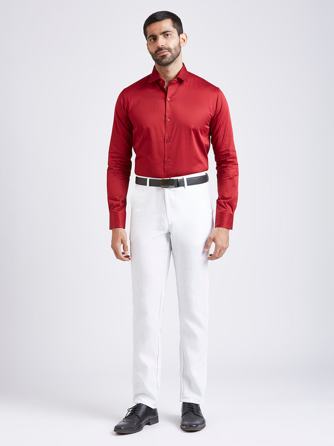 Arcane - Satin Slim Fit Shirt - Red