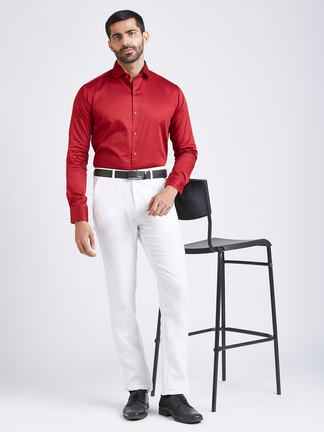Arcane - Satin Slim Fit Shirt - Red