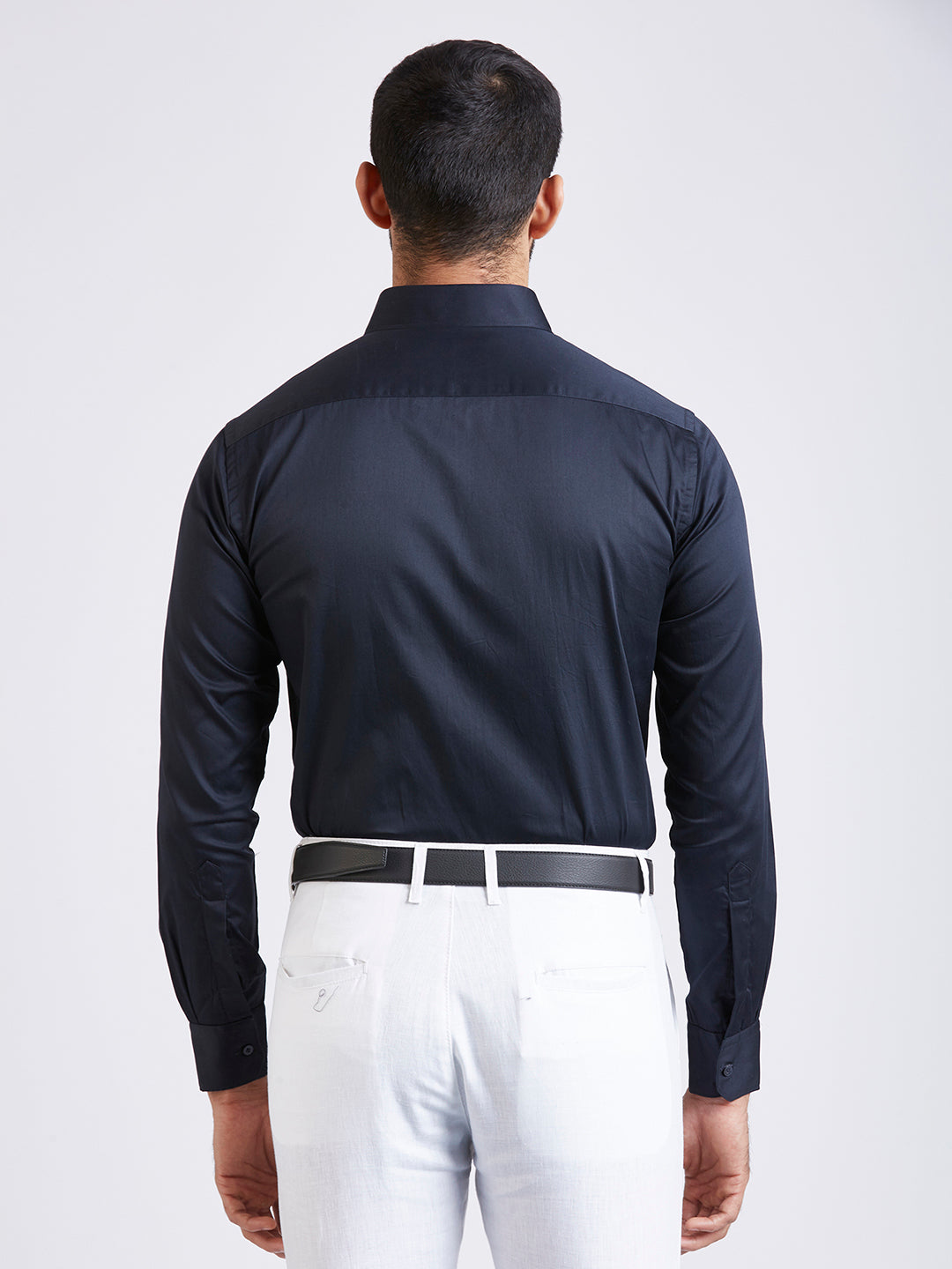 Pronto - Satin Slim Fit Shirt - Navy