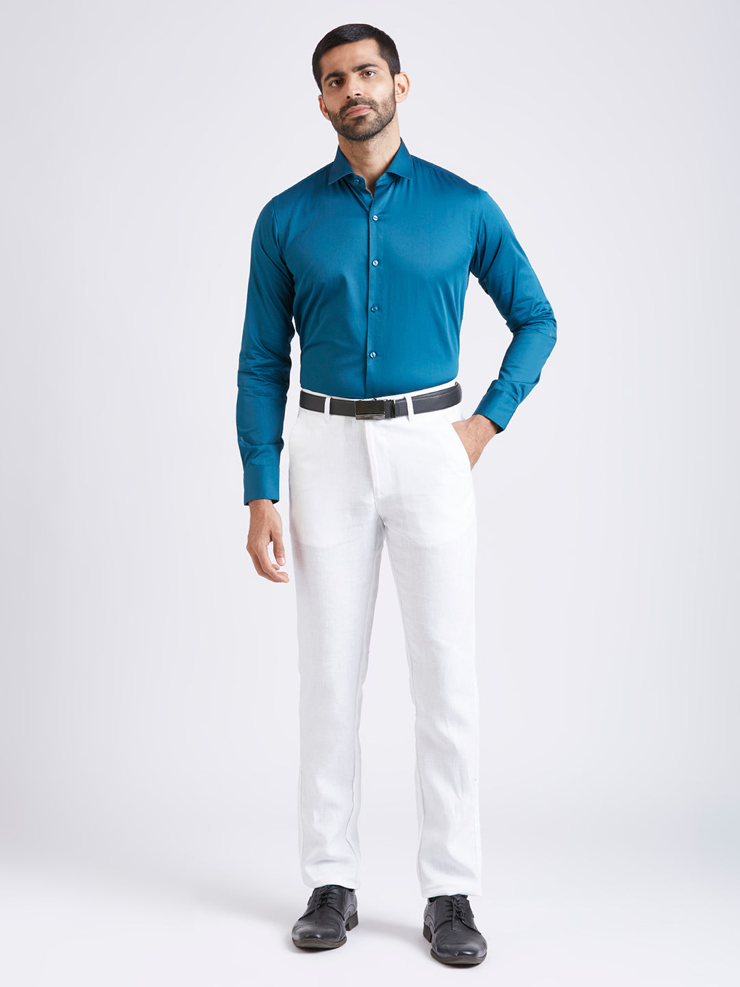 Turquoise - Satin Slim fit shirt