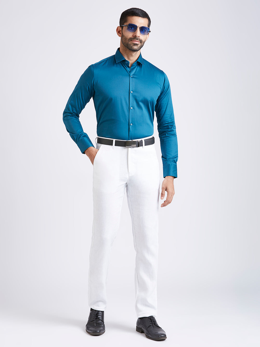 Turquoise - Satin Slim fit shirt