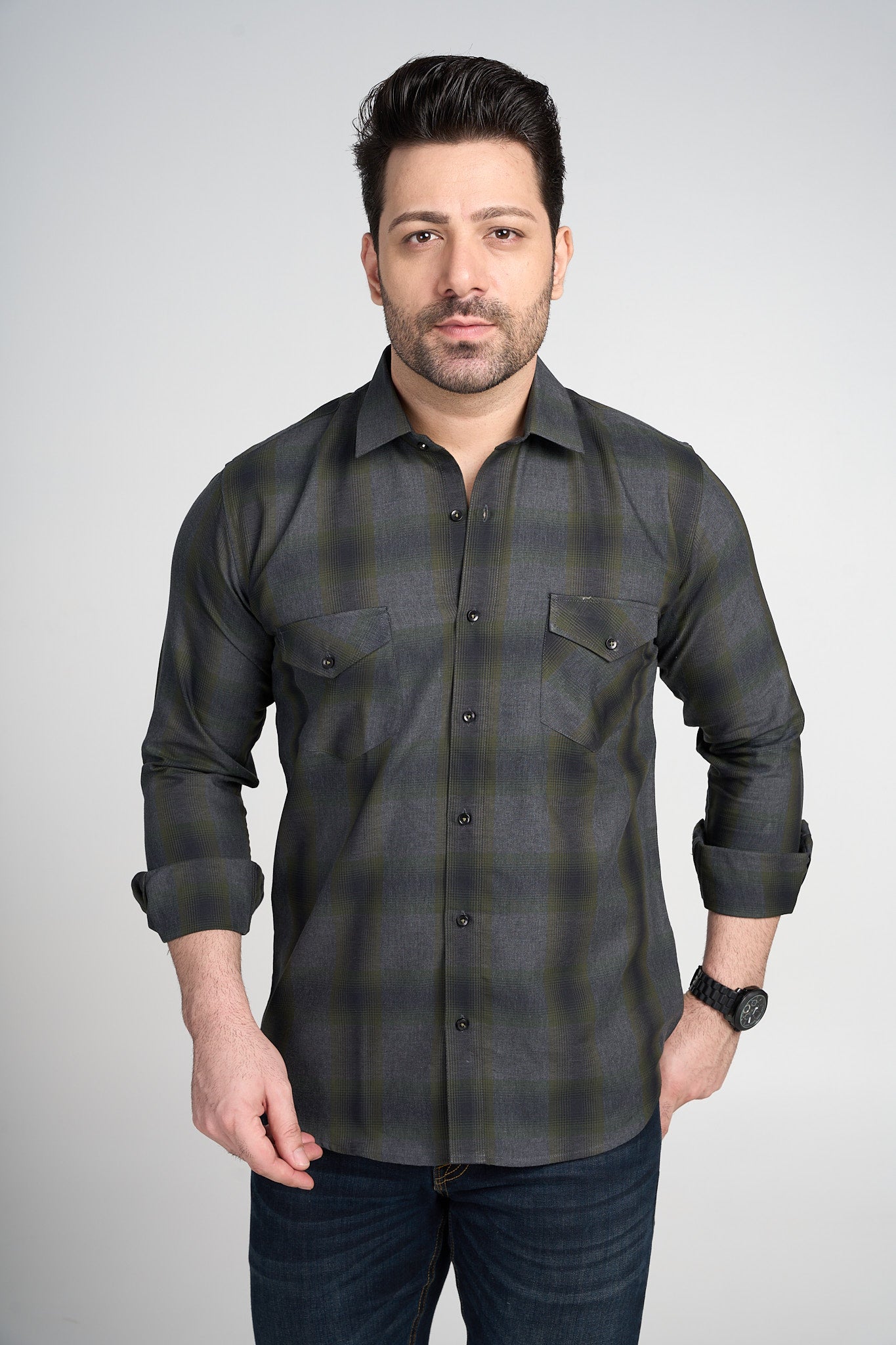 Alioth - Casual Double Pocket Slim Fit Shirt