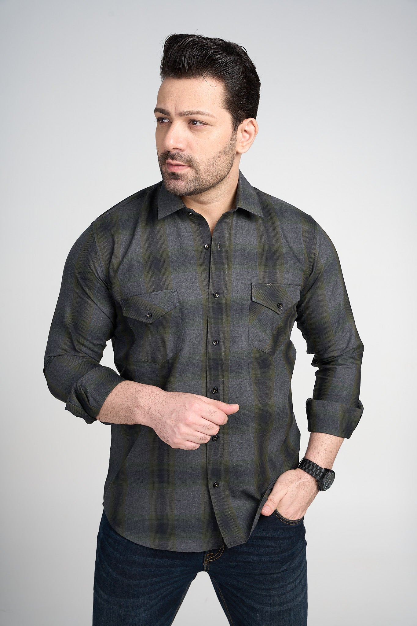 Alioth - Casual Double Pocket Slim Fit Shirt