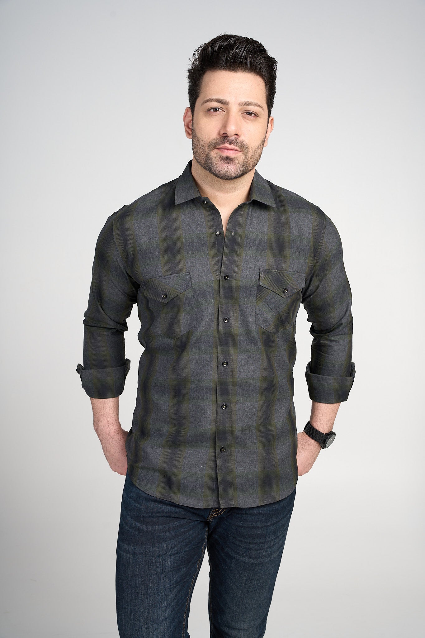 Alioth - Casual Double Pocket Slim Fit Shirt
