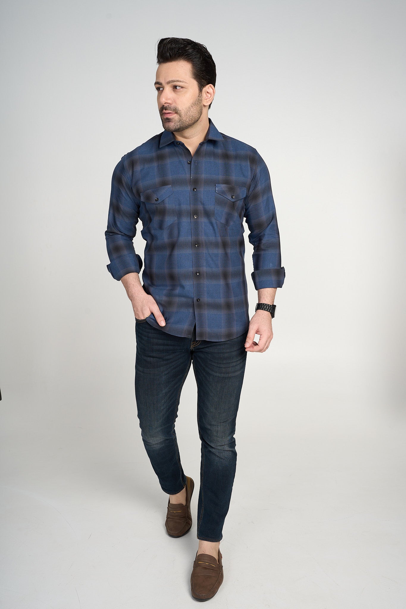Alzirr - Casual Double Pocket Slim Fit Shirt