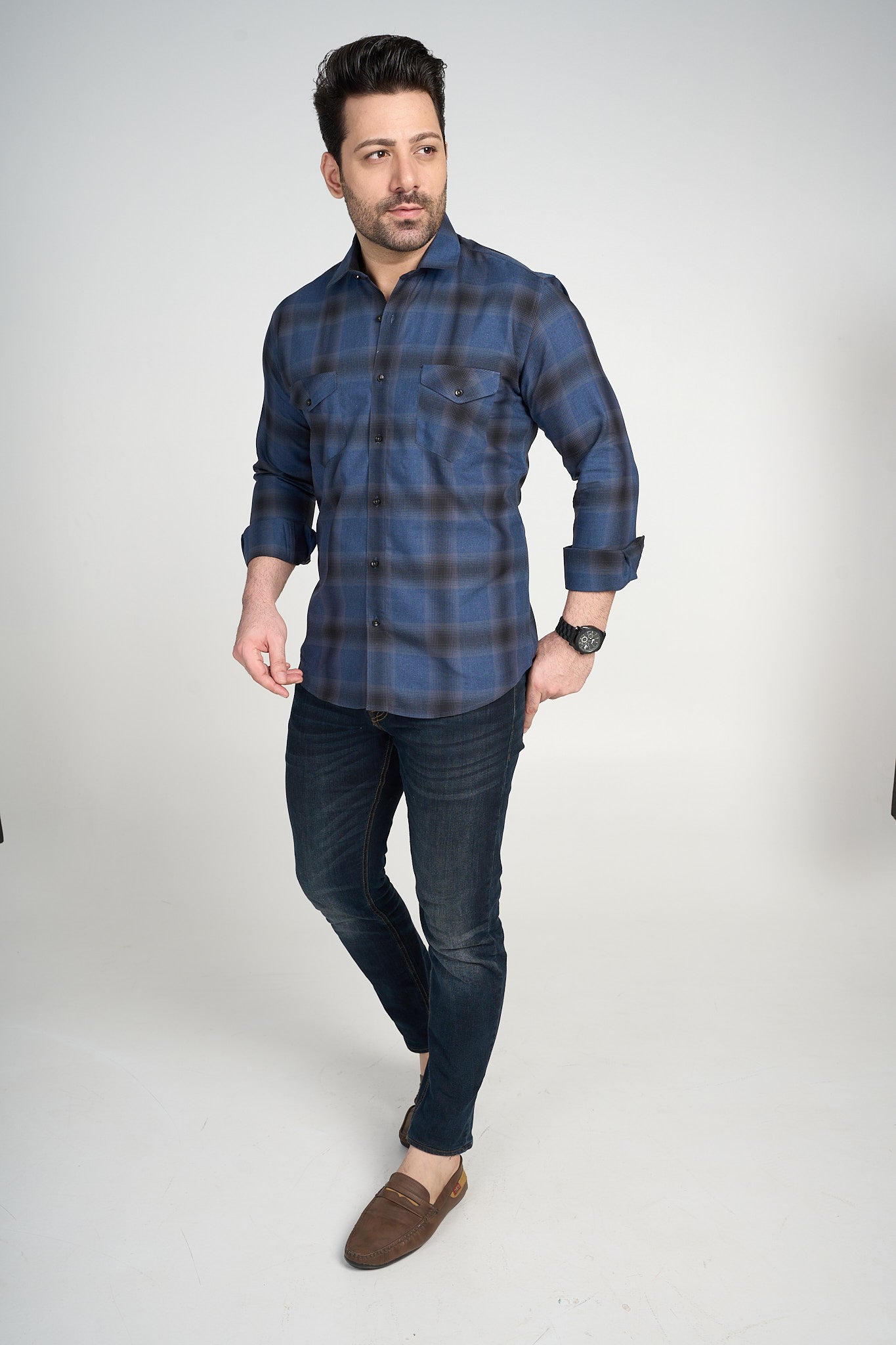 Alzirr - Casual Double Pocket Slim Fit Shirt