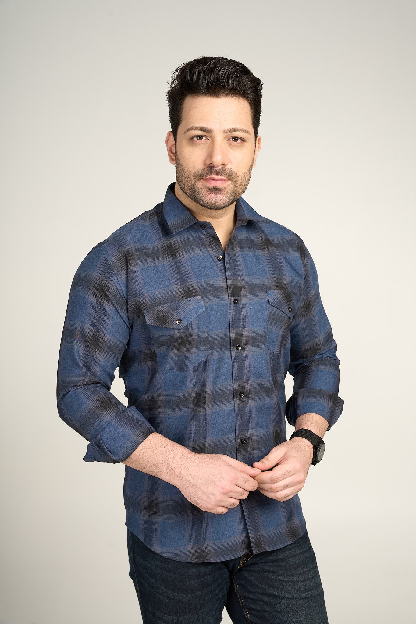 Alzirr - Casual Double Pocket Slim Fit Shirt