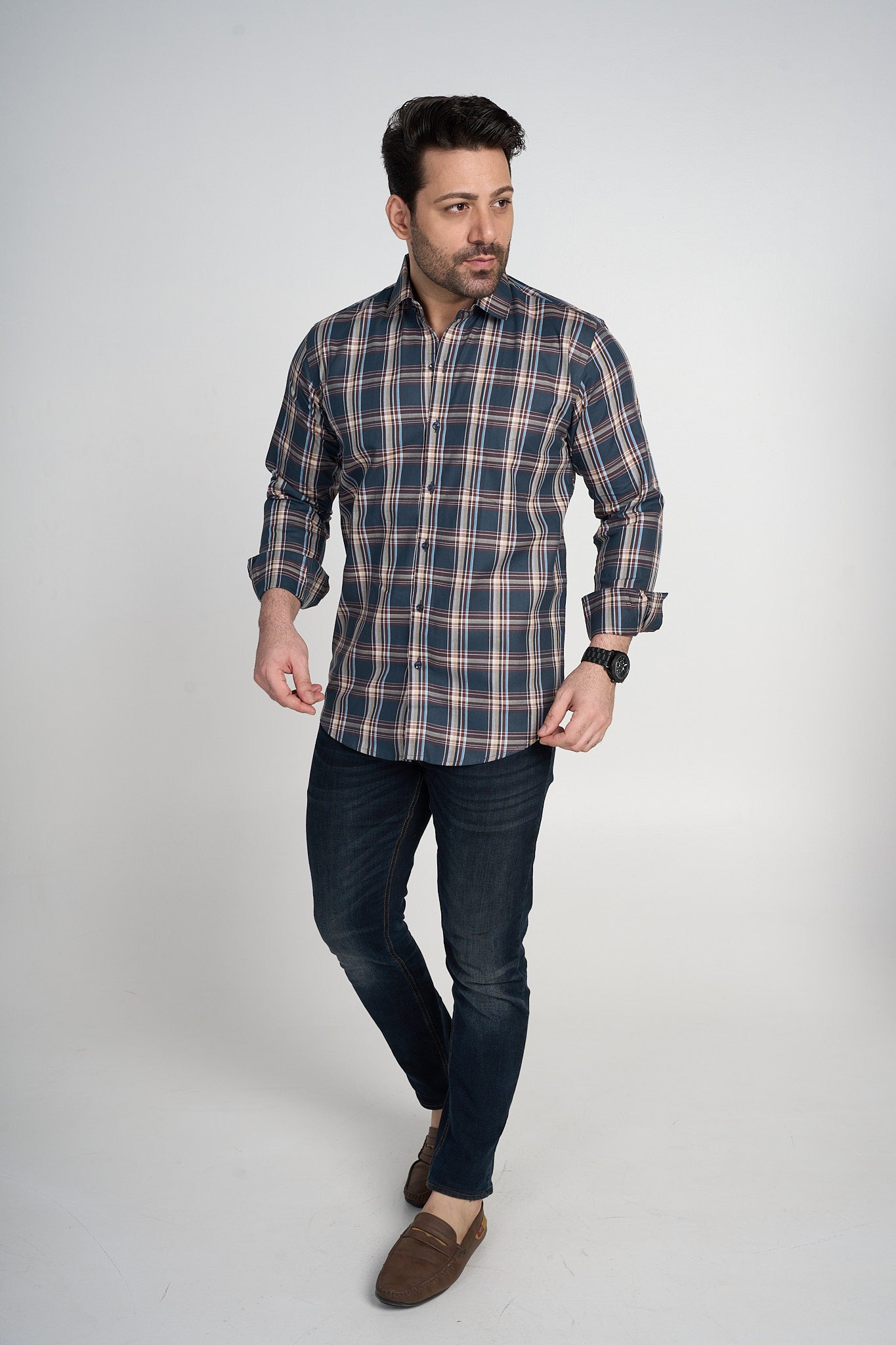 Falkirk - Dobby Checkered slim fit shirt