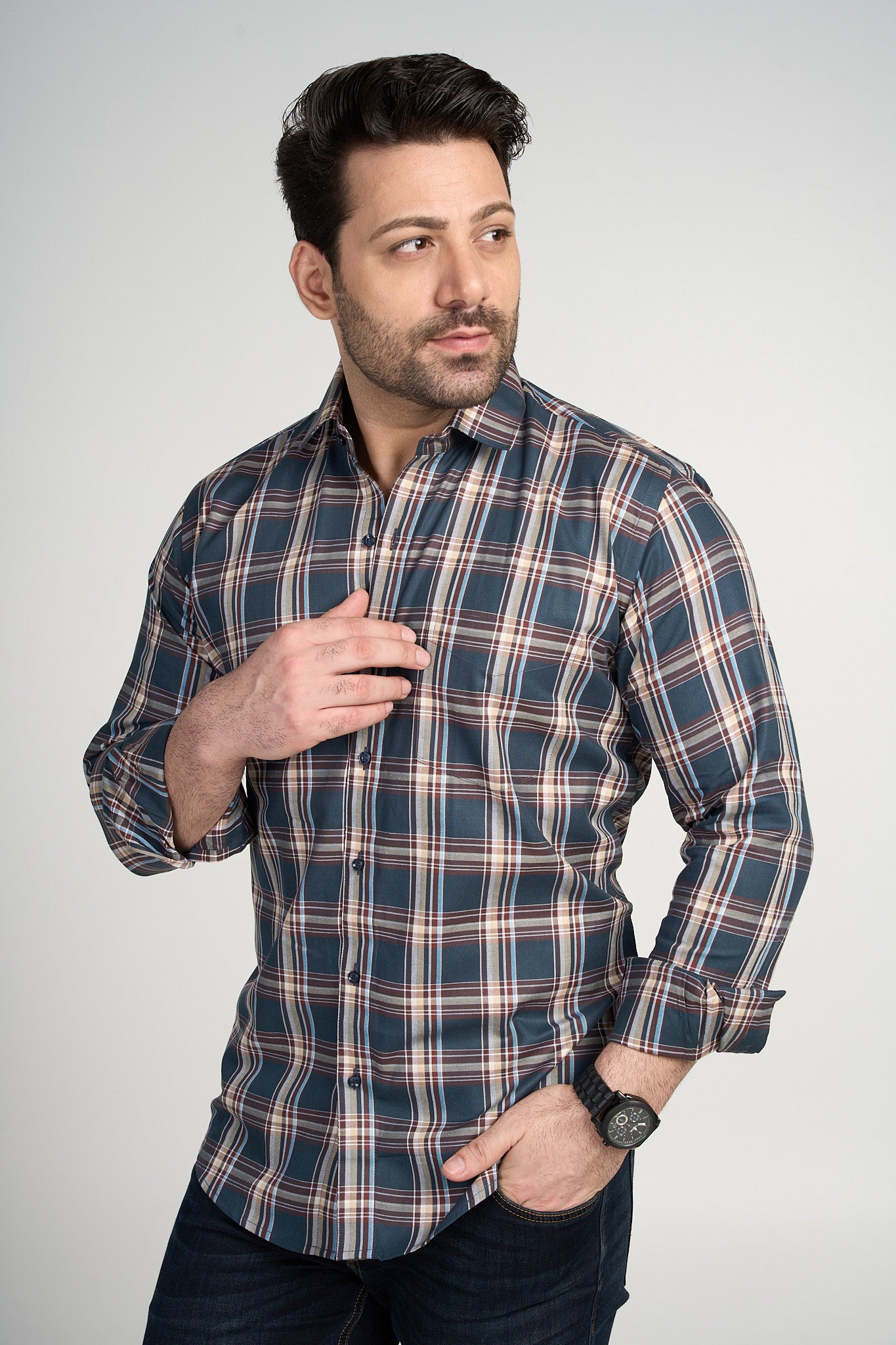 Falkirk - Dobby Checkered slim fit shirt