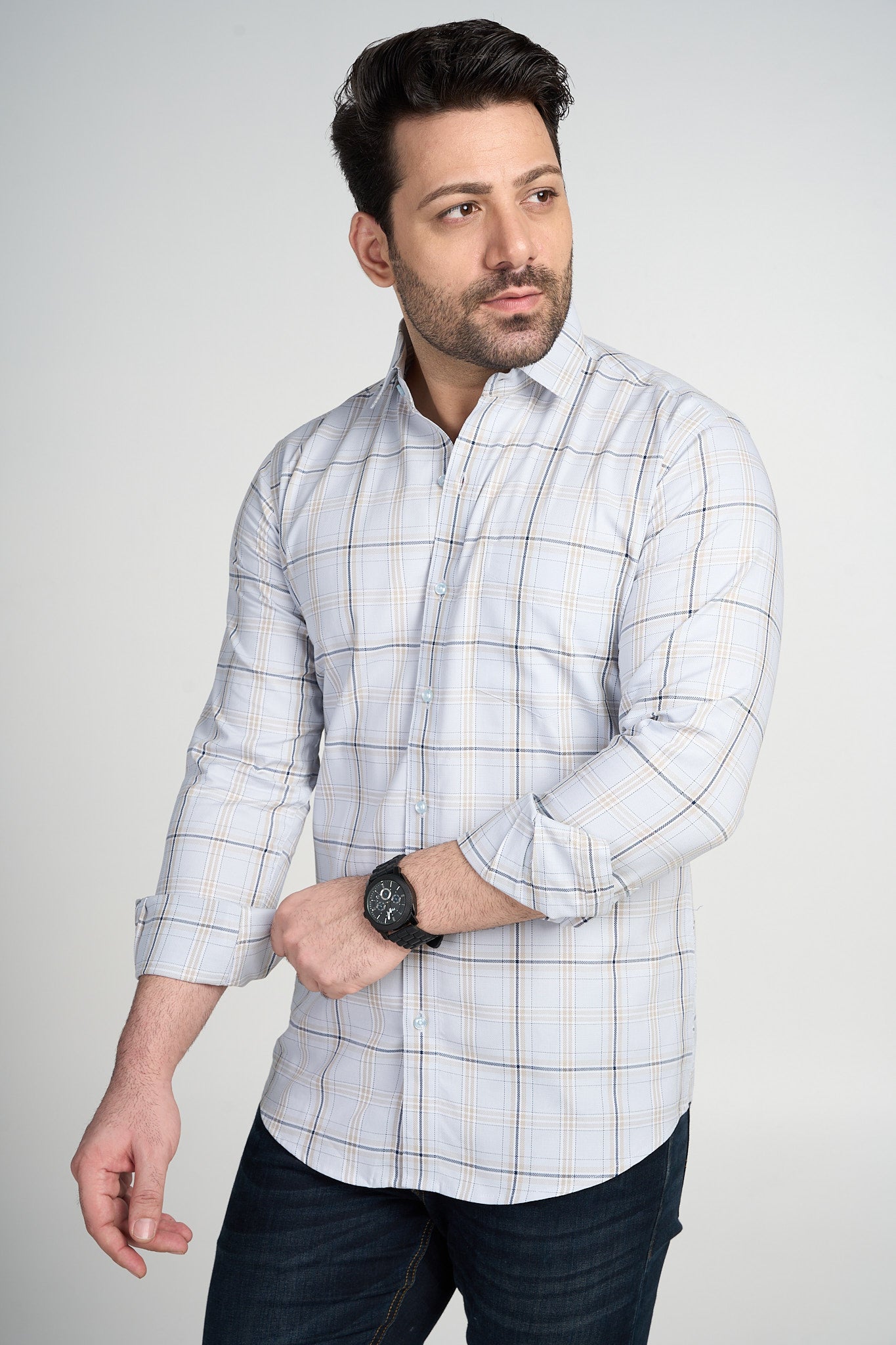 Angus - Dobby Checkered slim fit shirt