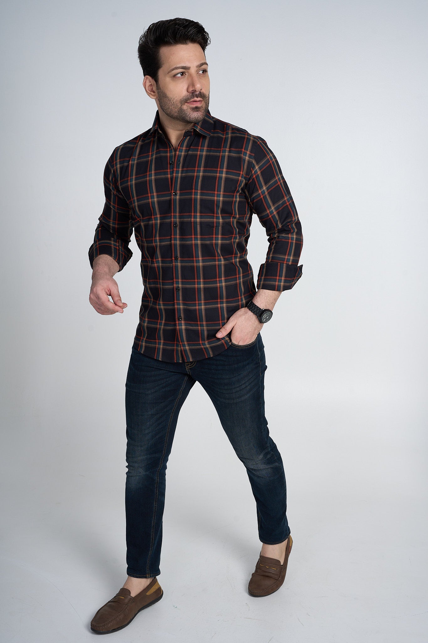 Basildon - Dobby Checkered Slim fit Shirt
