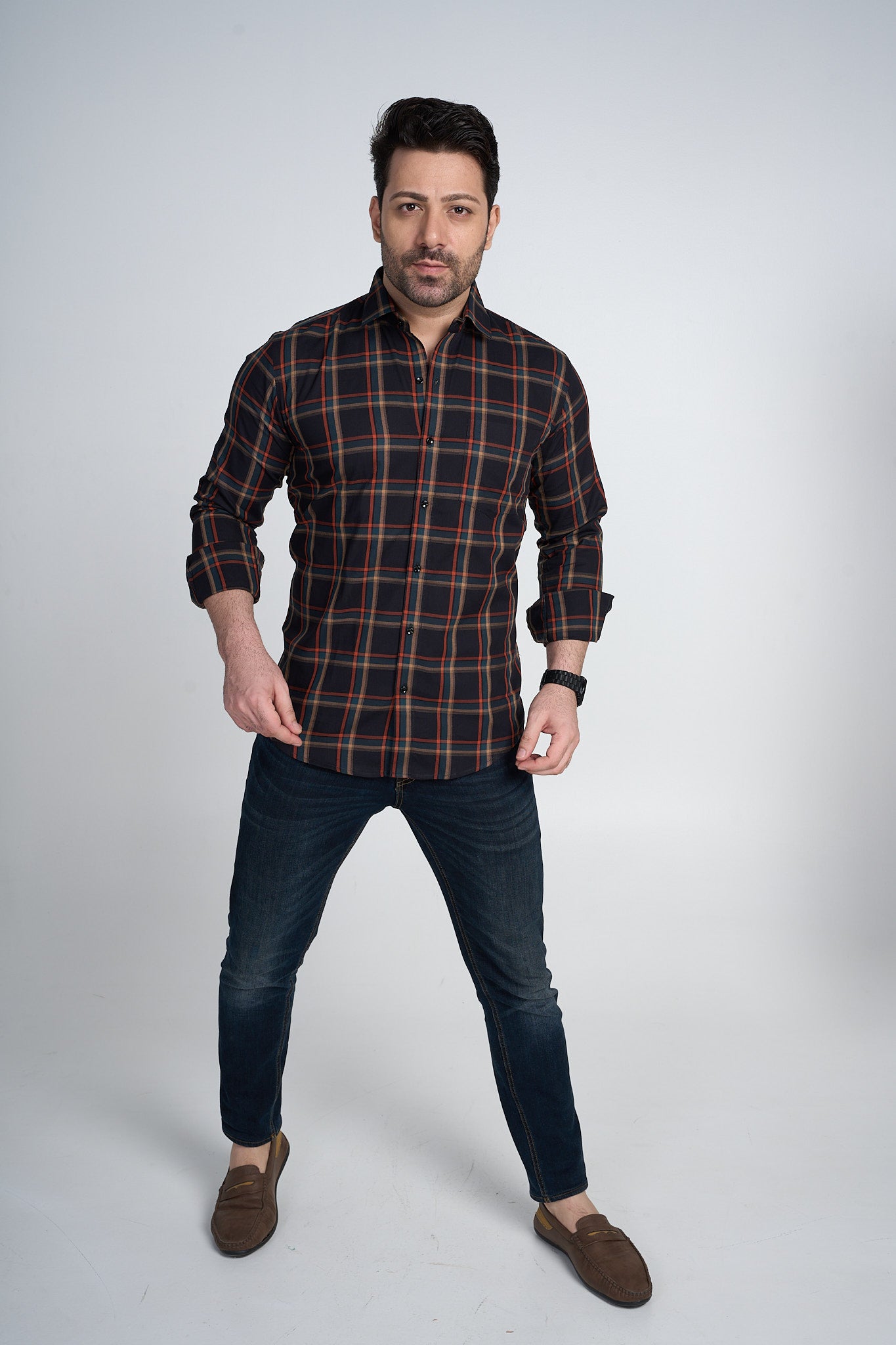 Basildon - Dobby Checkered Slim fit Shirt