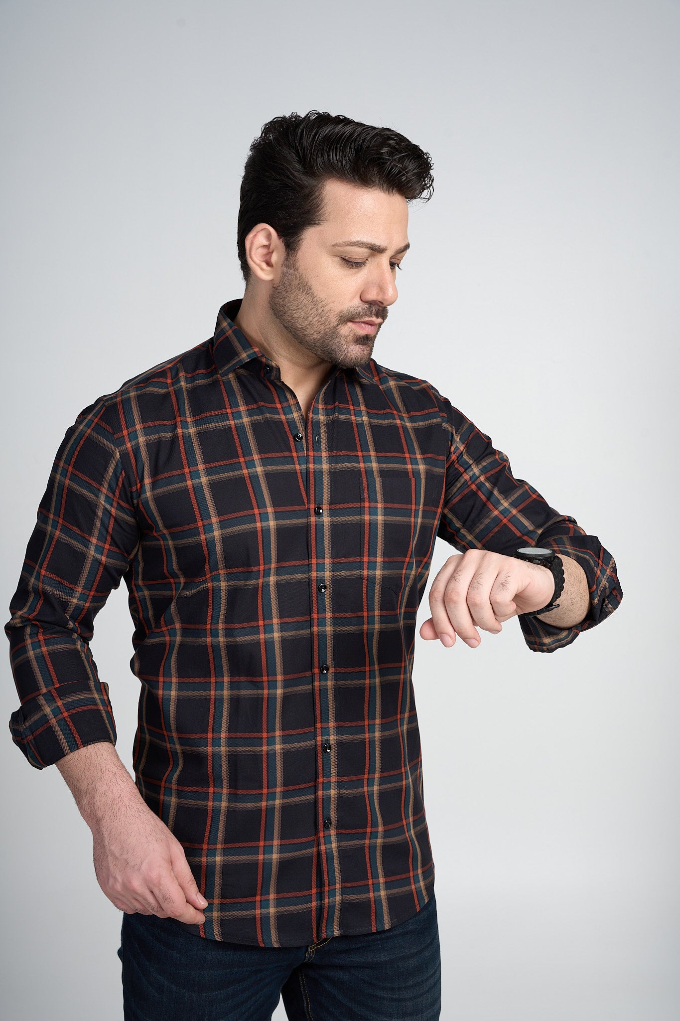 Basildon - Dobby Checkered Slim fit Shirt