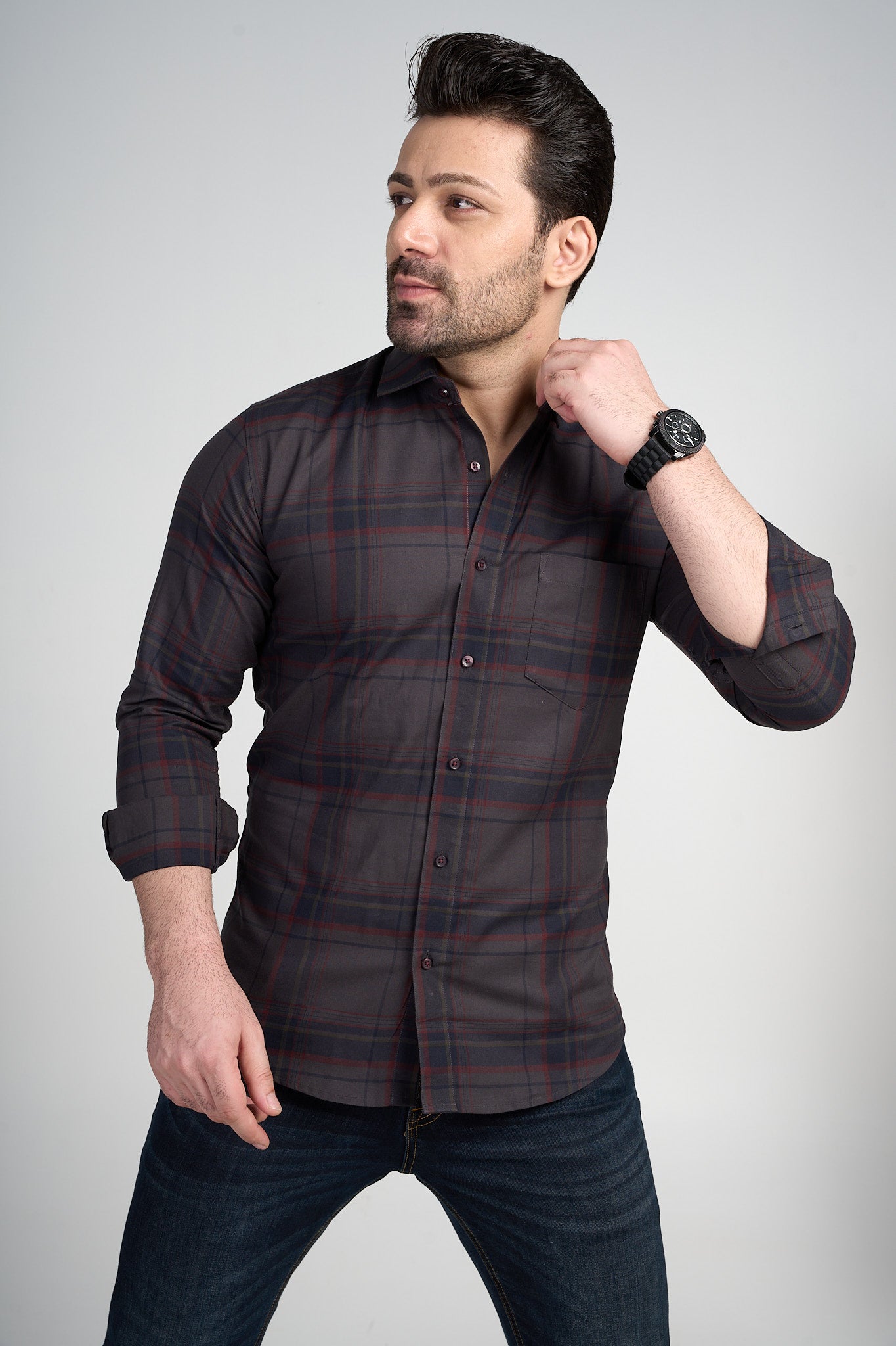 Broxtowe - Dobby Checkered slim fit shirt