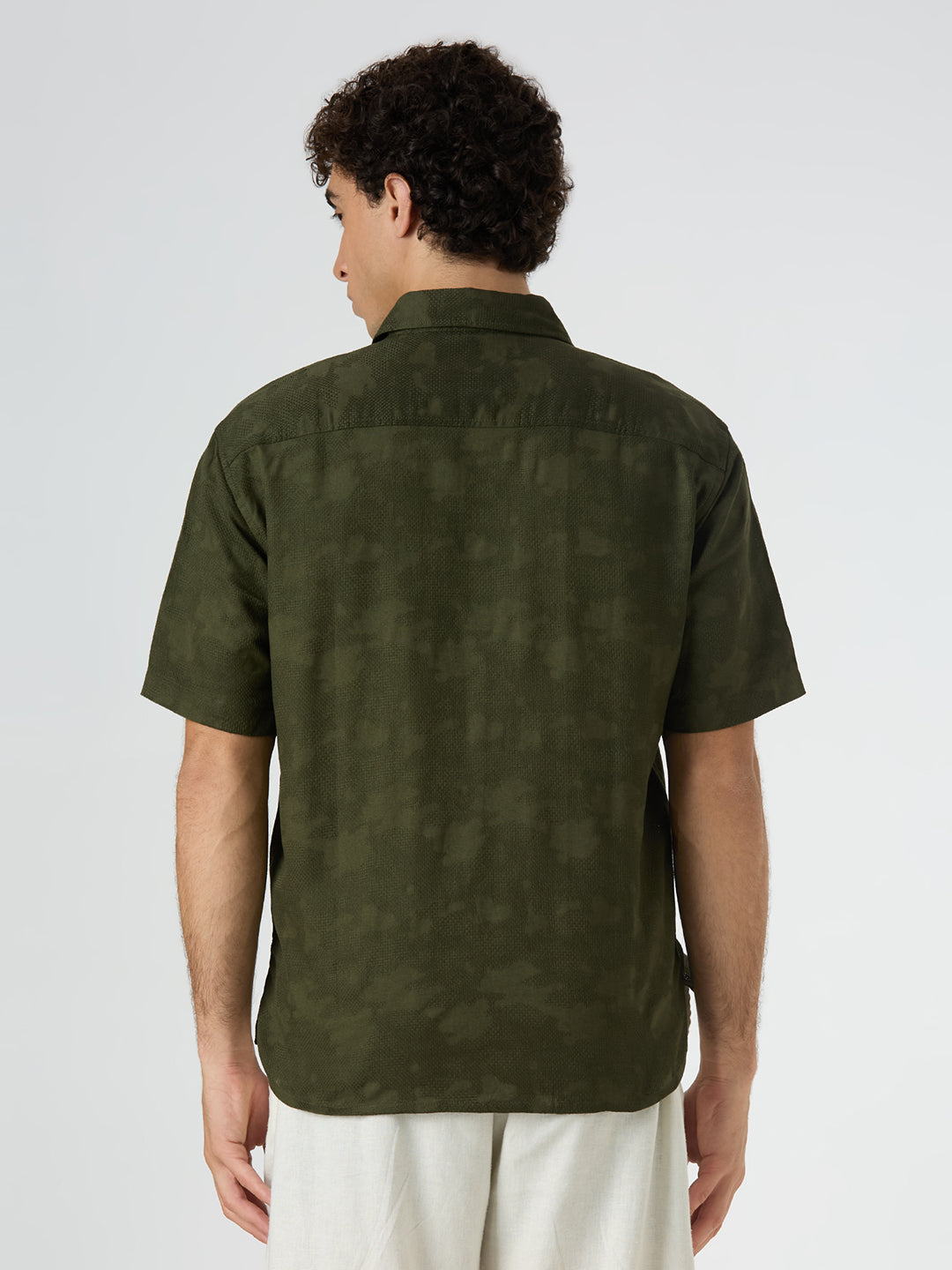 Zulu Half-Sleeves Textured Shirt - Olive