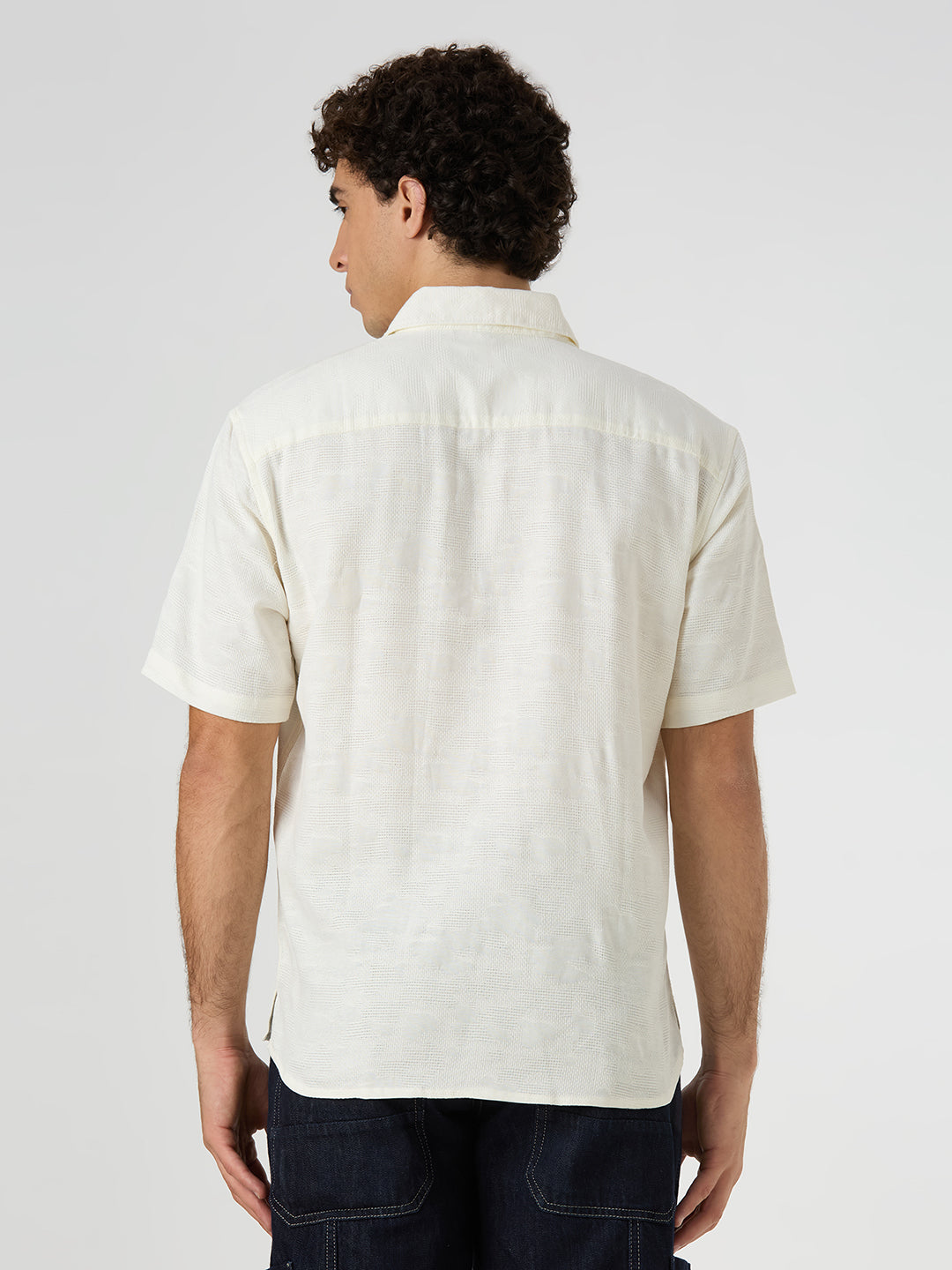 Zulu Half-Sleeves Textured Shirt - White