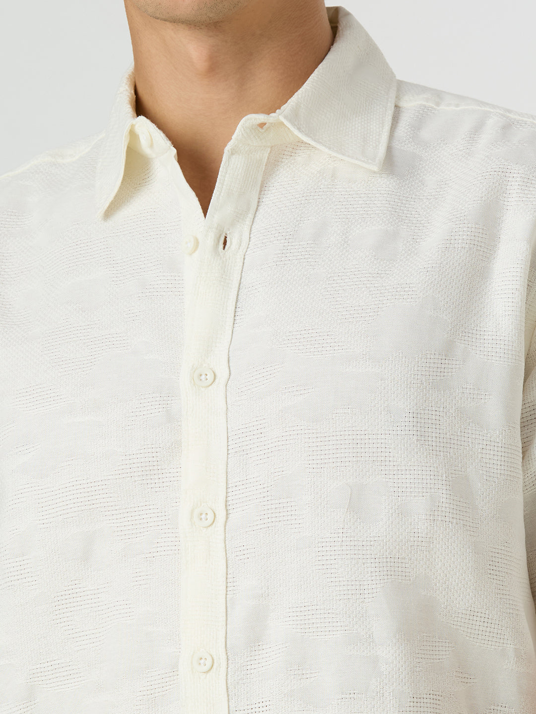 Zulu Half-Sleeves Textured Shirt - White
