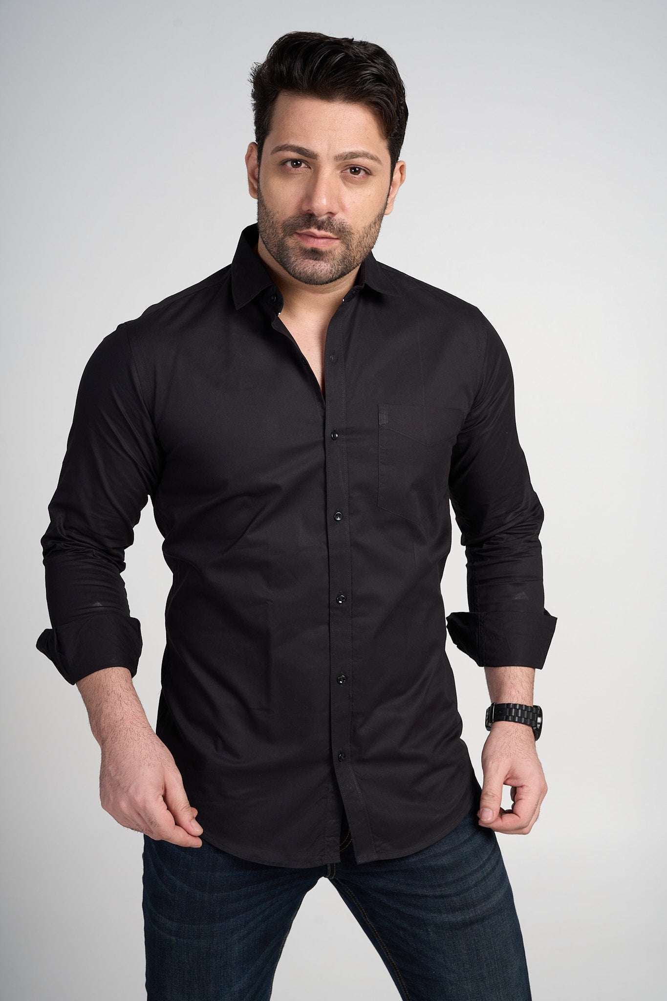 Quib - Solid Shirt- Black