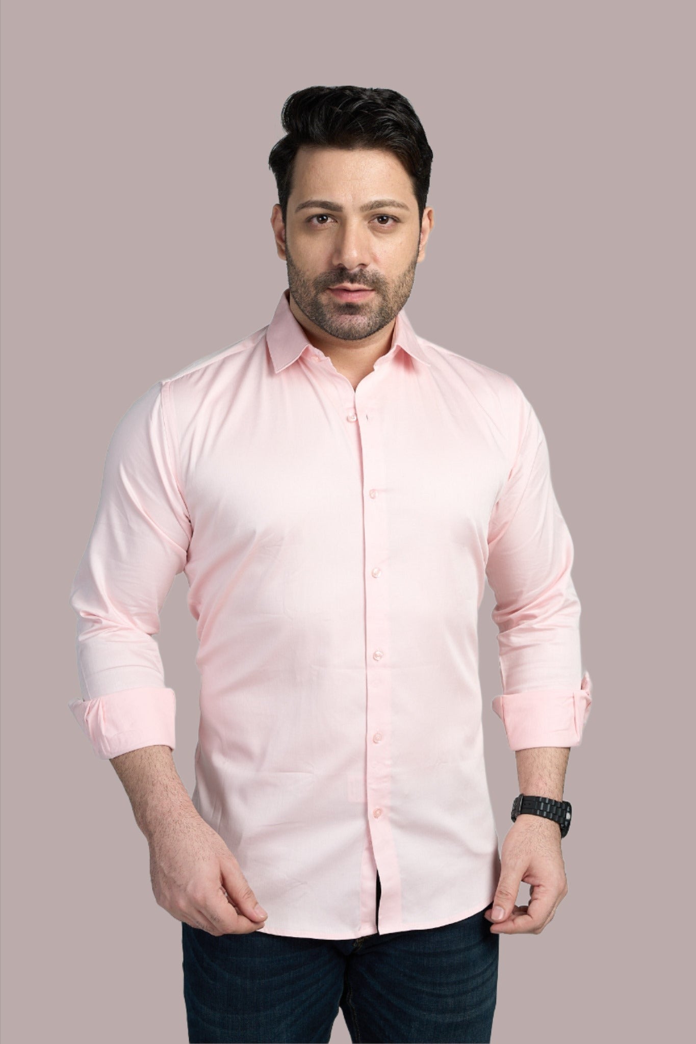 Baby Pink - Satin Slim fit shirt