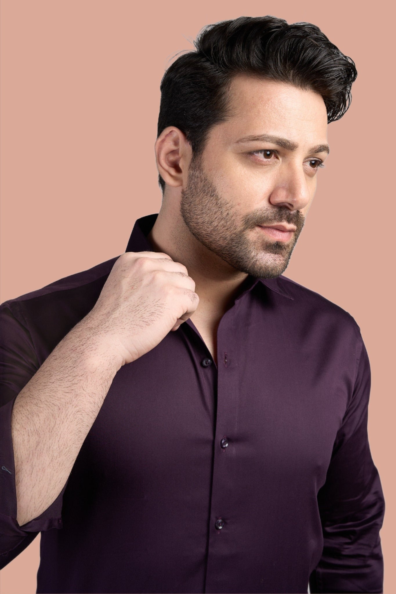 Braintree - Satin Slim Fit Shirt - Wine