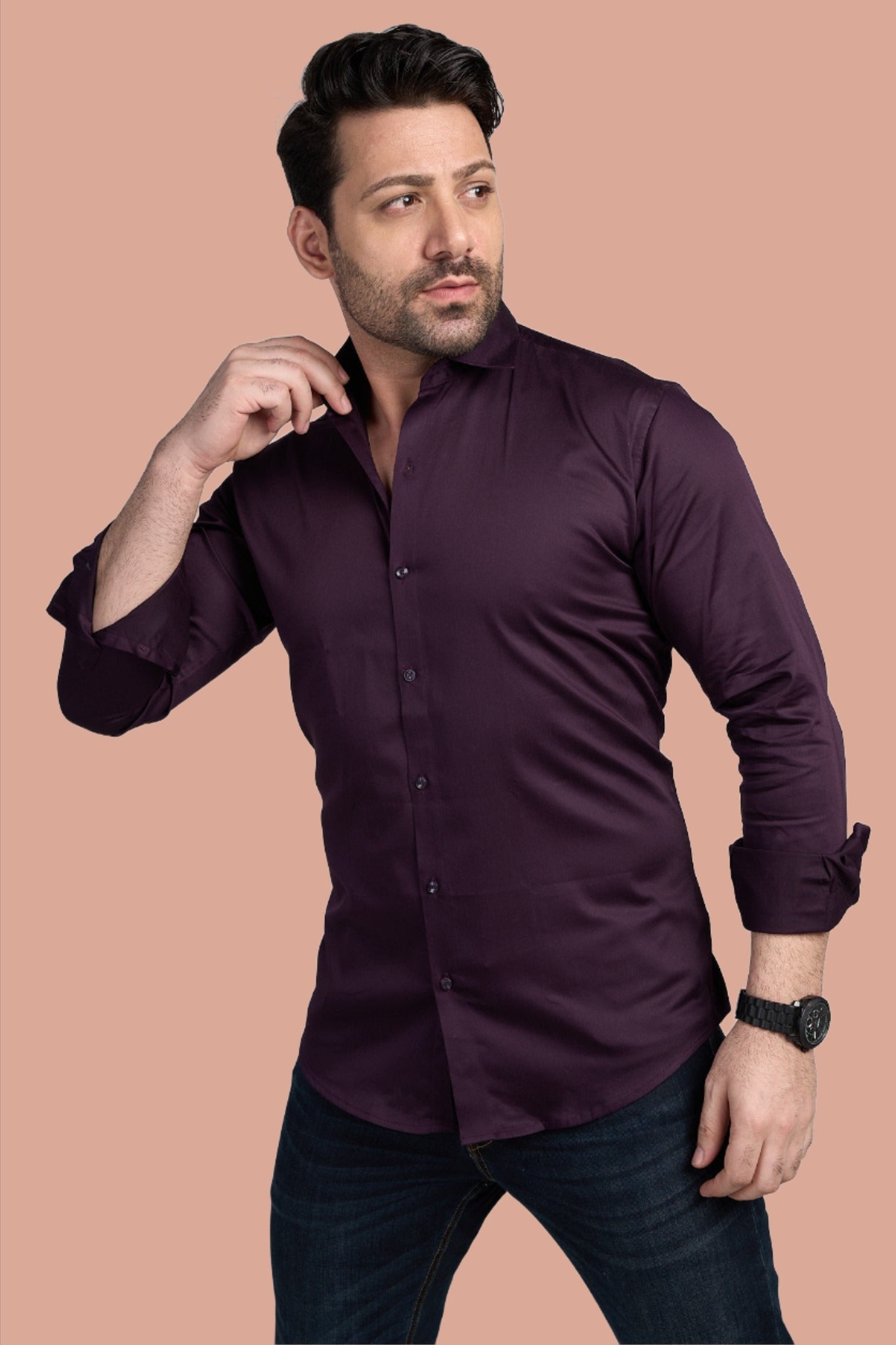 Braintree - Satin Slim Fit Shirt - Wine
