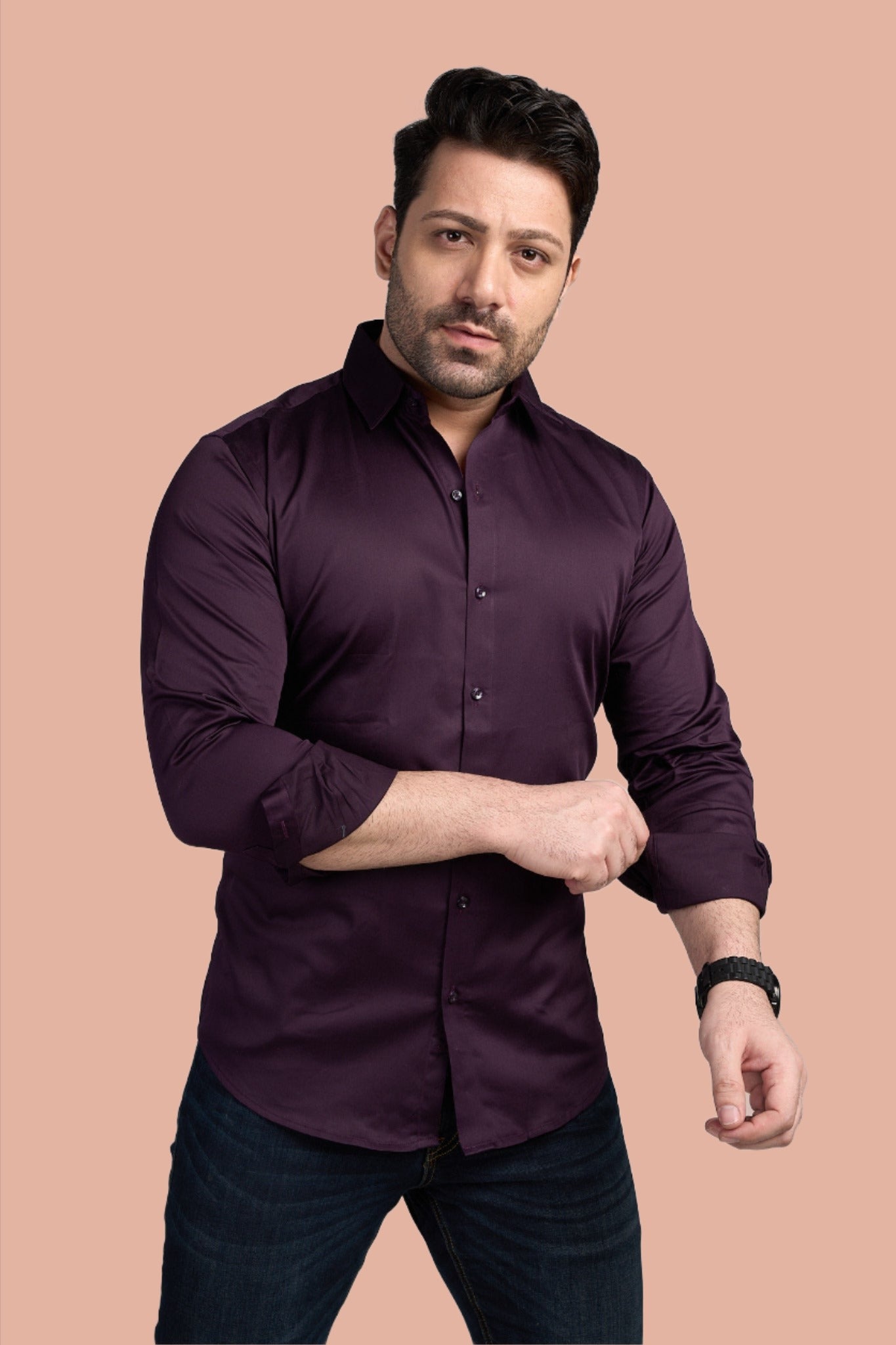 Braintree - Satin Slim Fit Shirt - Wine