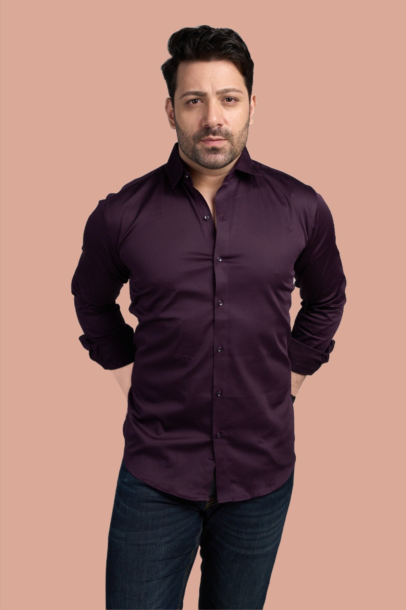 Braintree - Satin Slim Fit Shirt - Wine