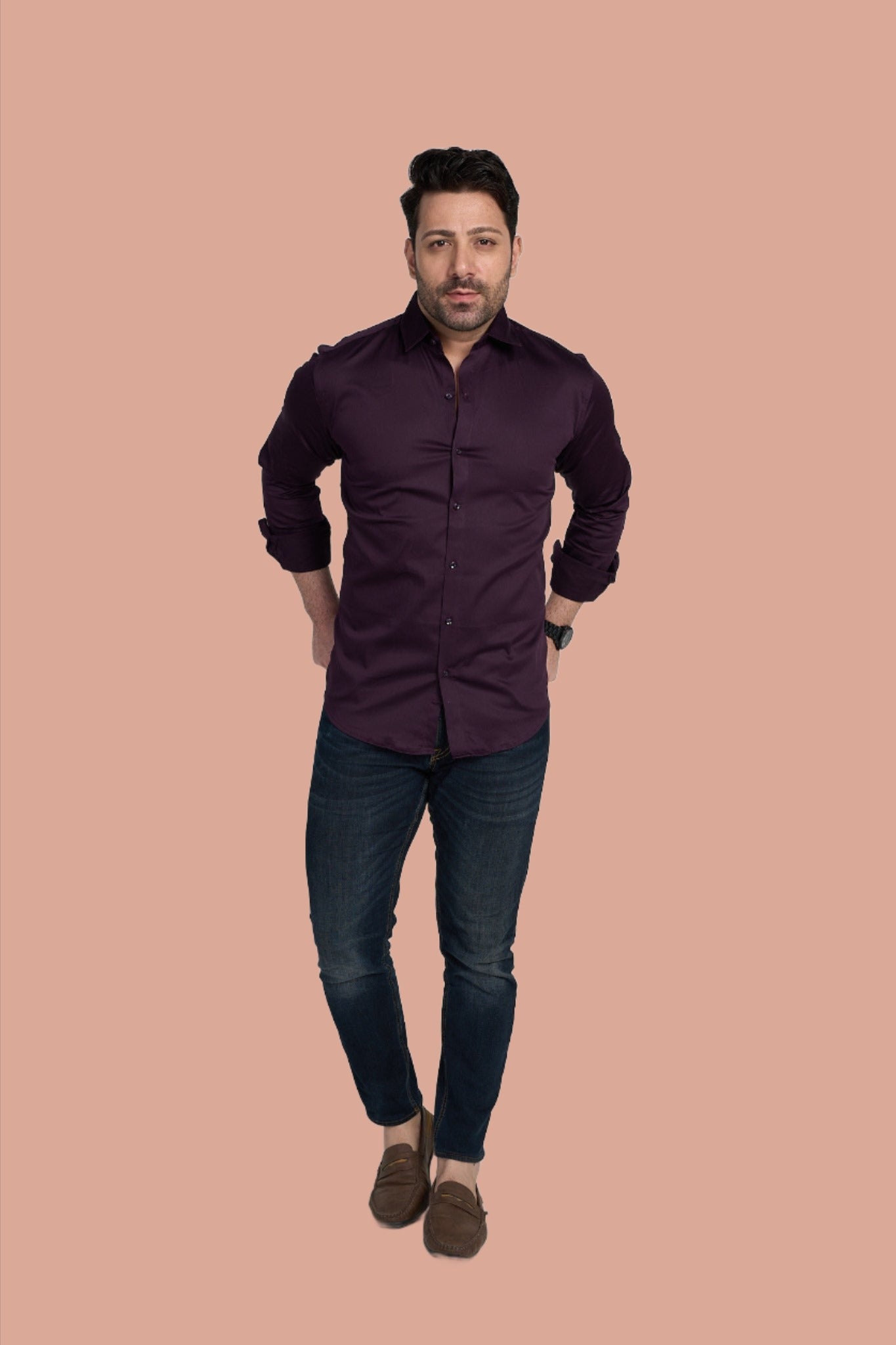 Braintree - Satin Slim Fit Shirt - Wine