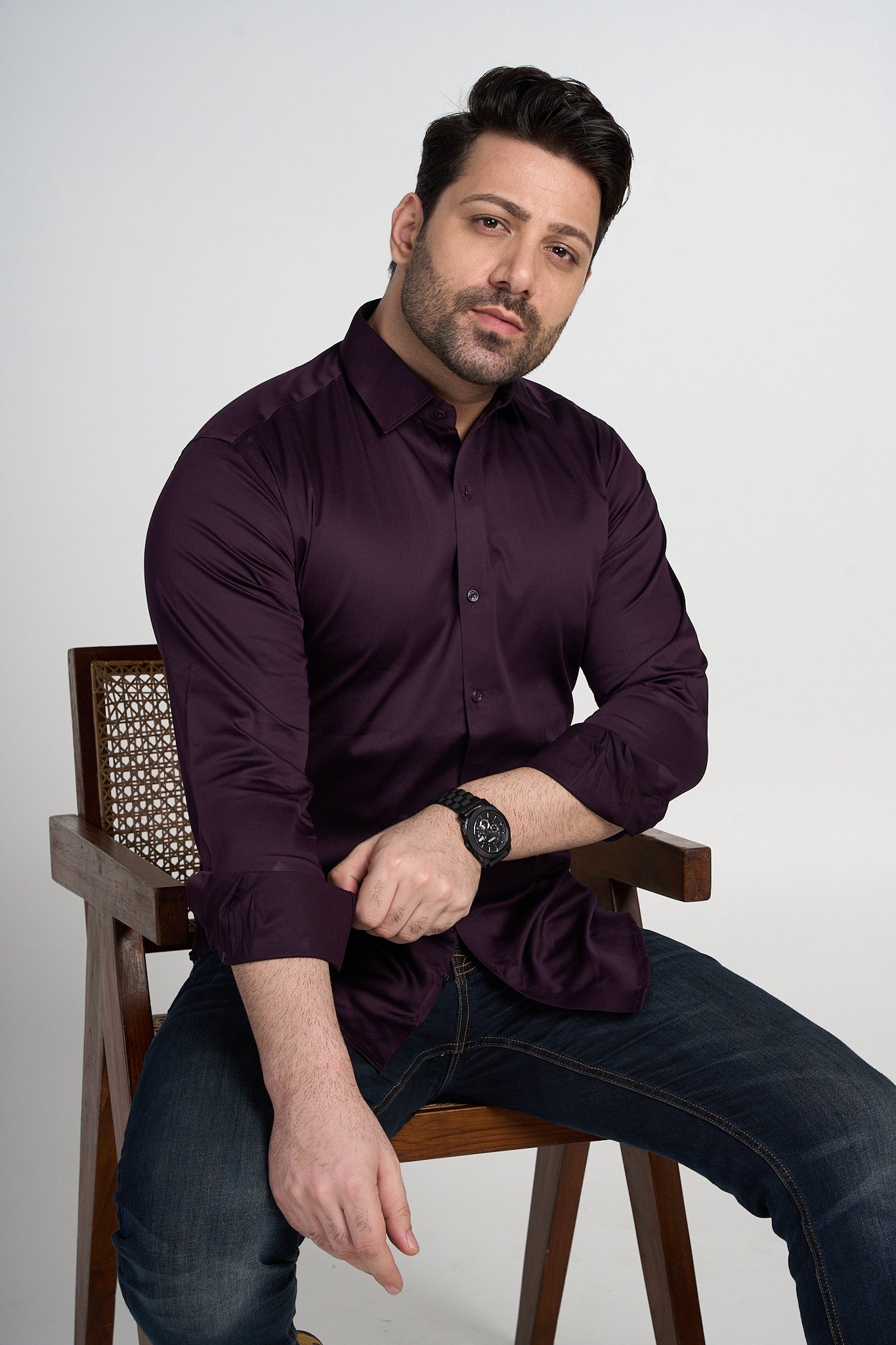 Braintree - Satin Slim Fit Shirt - Wine