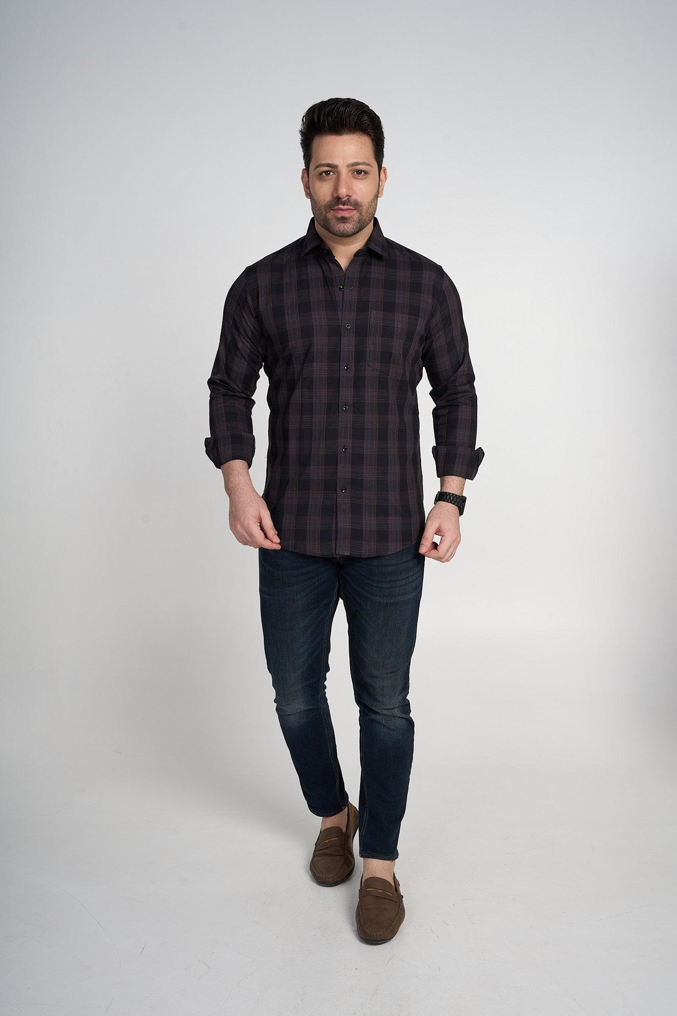 Ashfield - Dobby Checkered slim fit shirt
