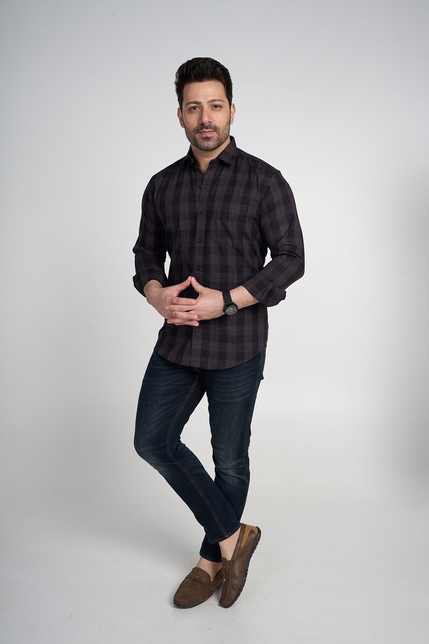 Ashfield - Dobby Checkered slim fit shirt