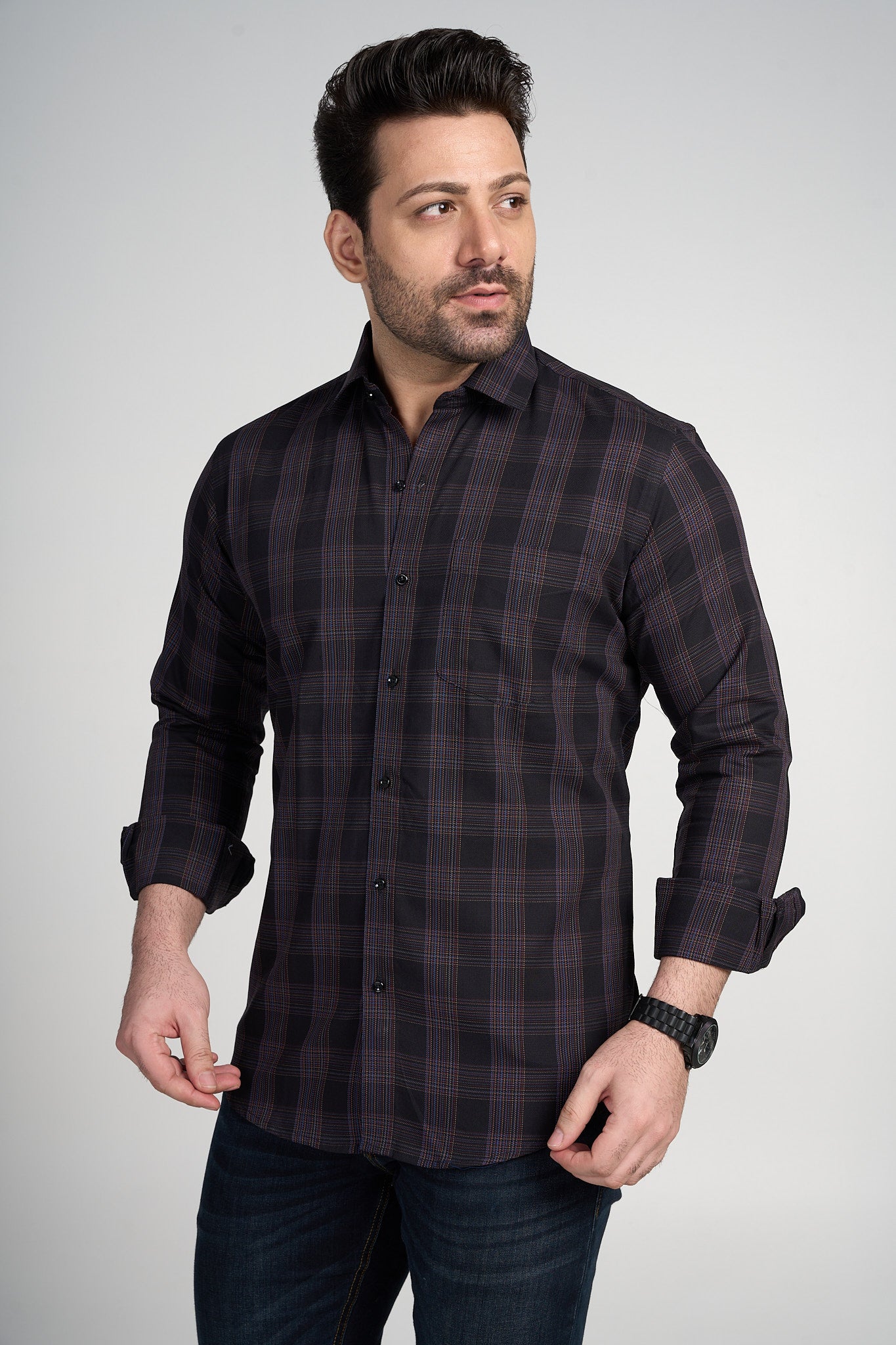 Ashfield - Dobby Checkered slim fit shirt