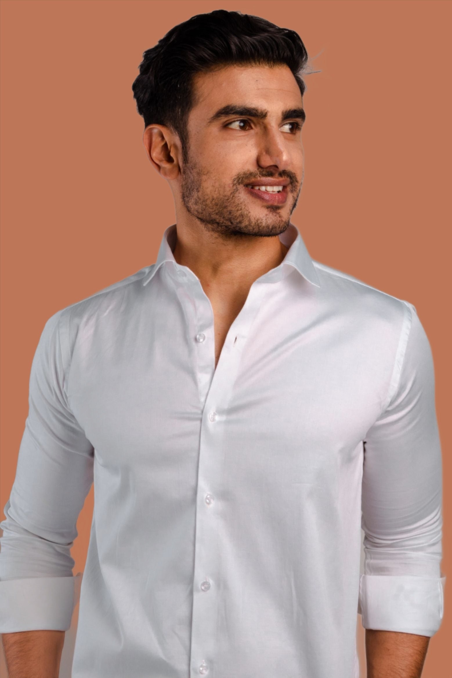 Moonlight - Classic Solid Slim Fit Shirt - White
