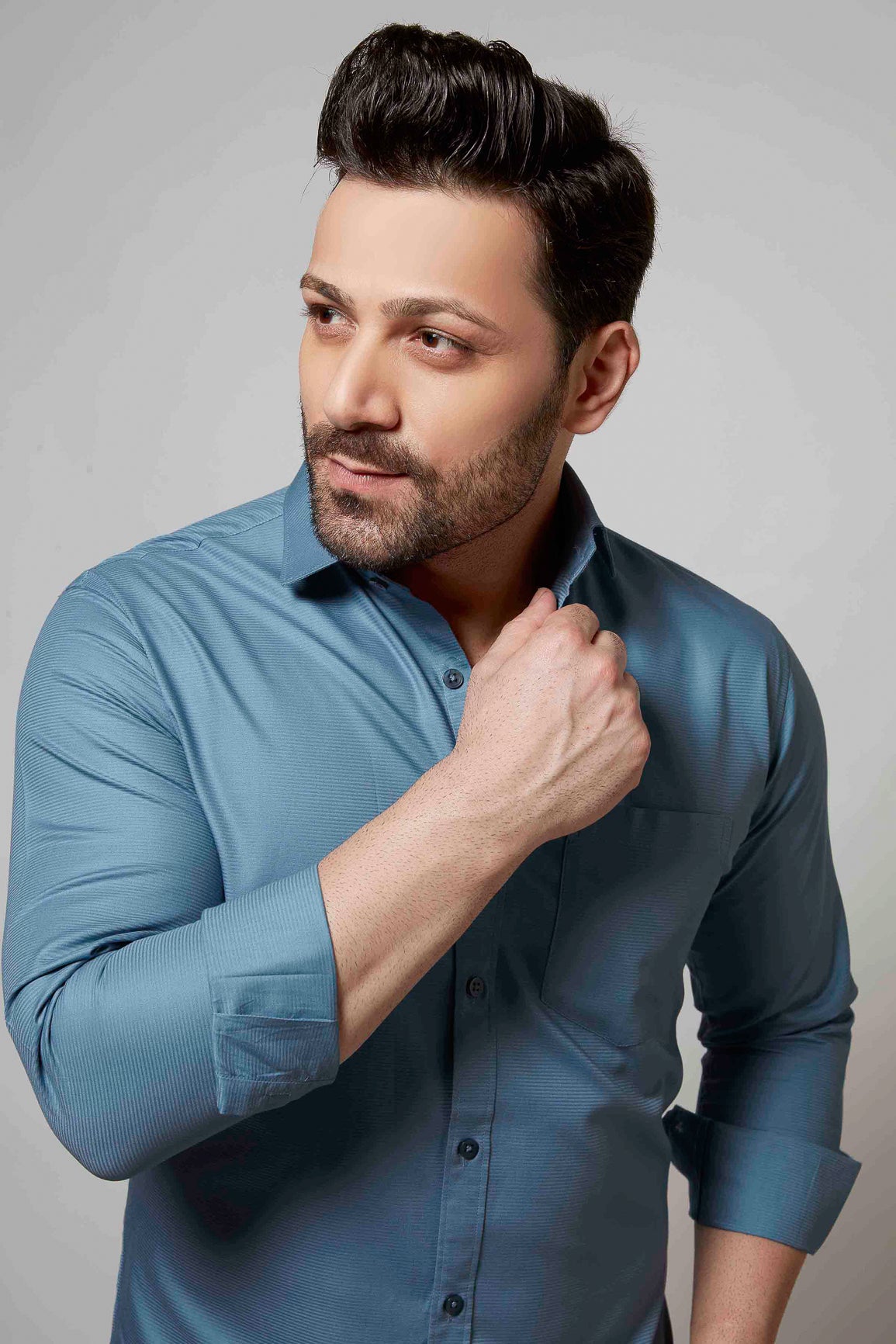 Cobalt Blue - Cord Slim fit shirt - John Watson