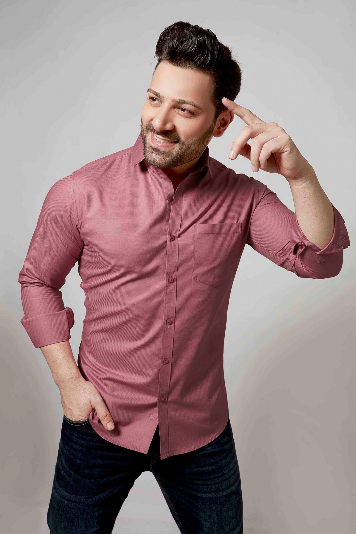 Pink - Cord Slim fit shirt - John Watson