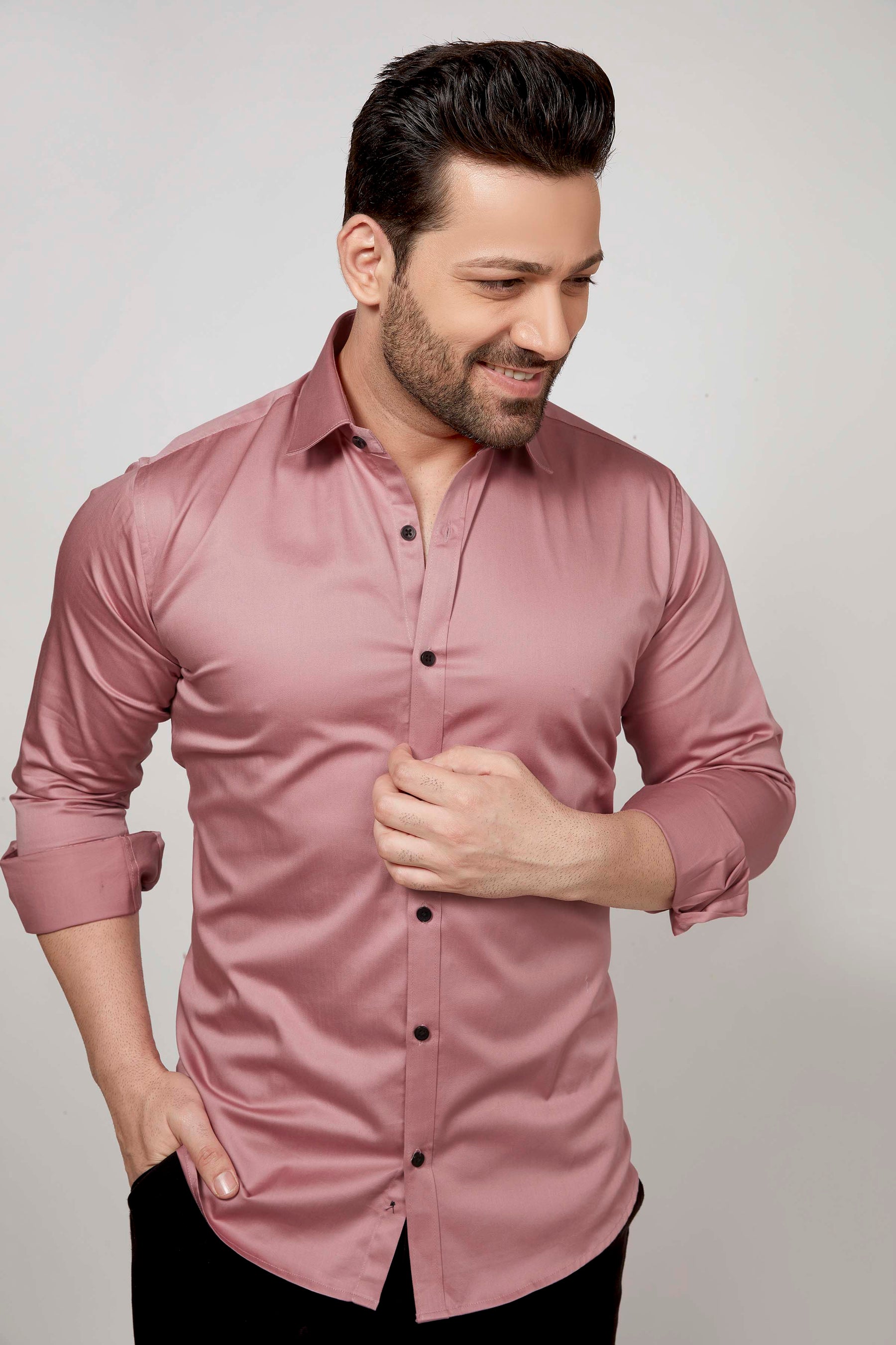 Pink - Satin Slim fit shirt - John Watson