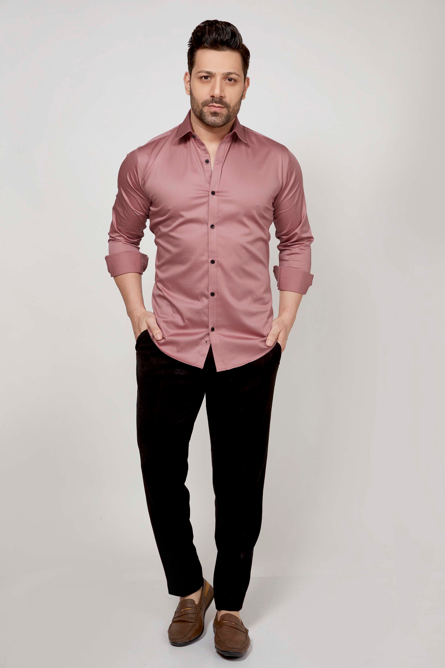 Pink - Satin Slim fit shirt - John Watson