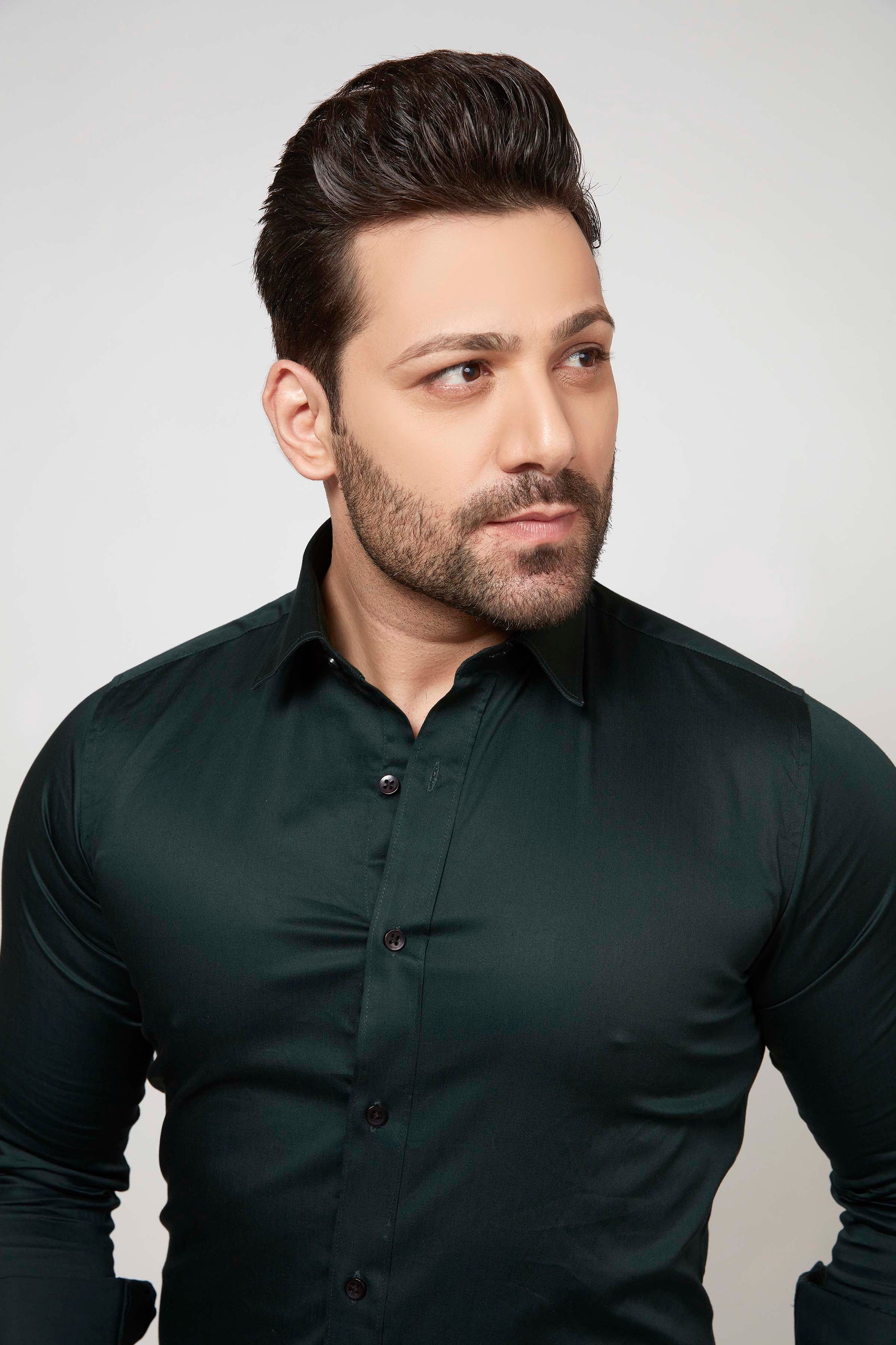 Midnight Green - Satin Slim fit shirt - John Watson