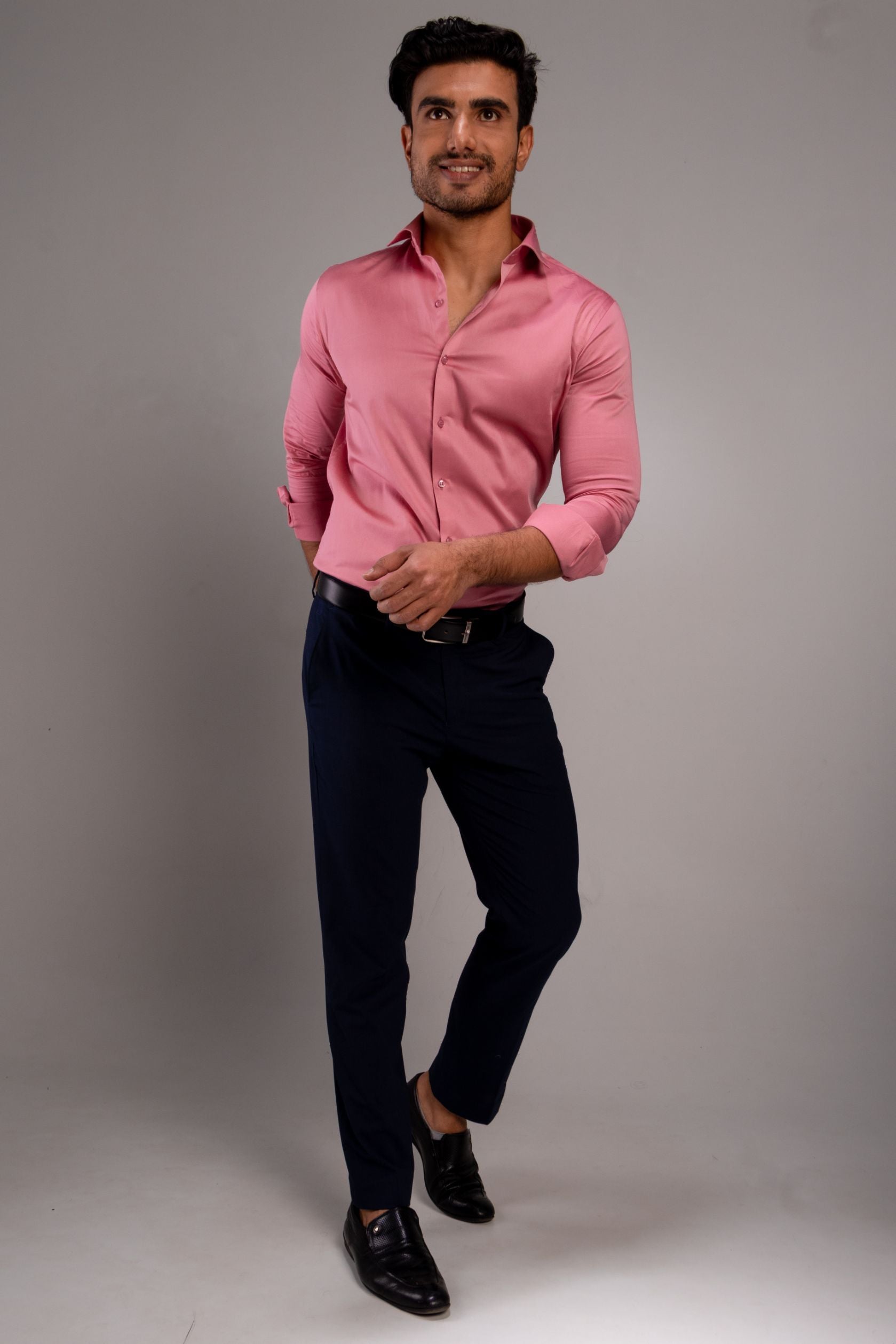 Dewsbury - Satin Slim Fit Shirt- Pink - John Watson