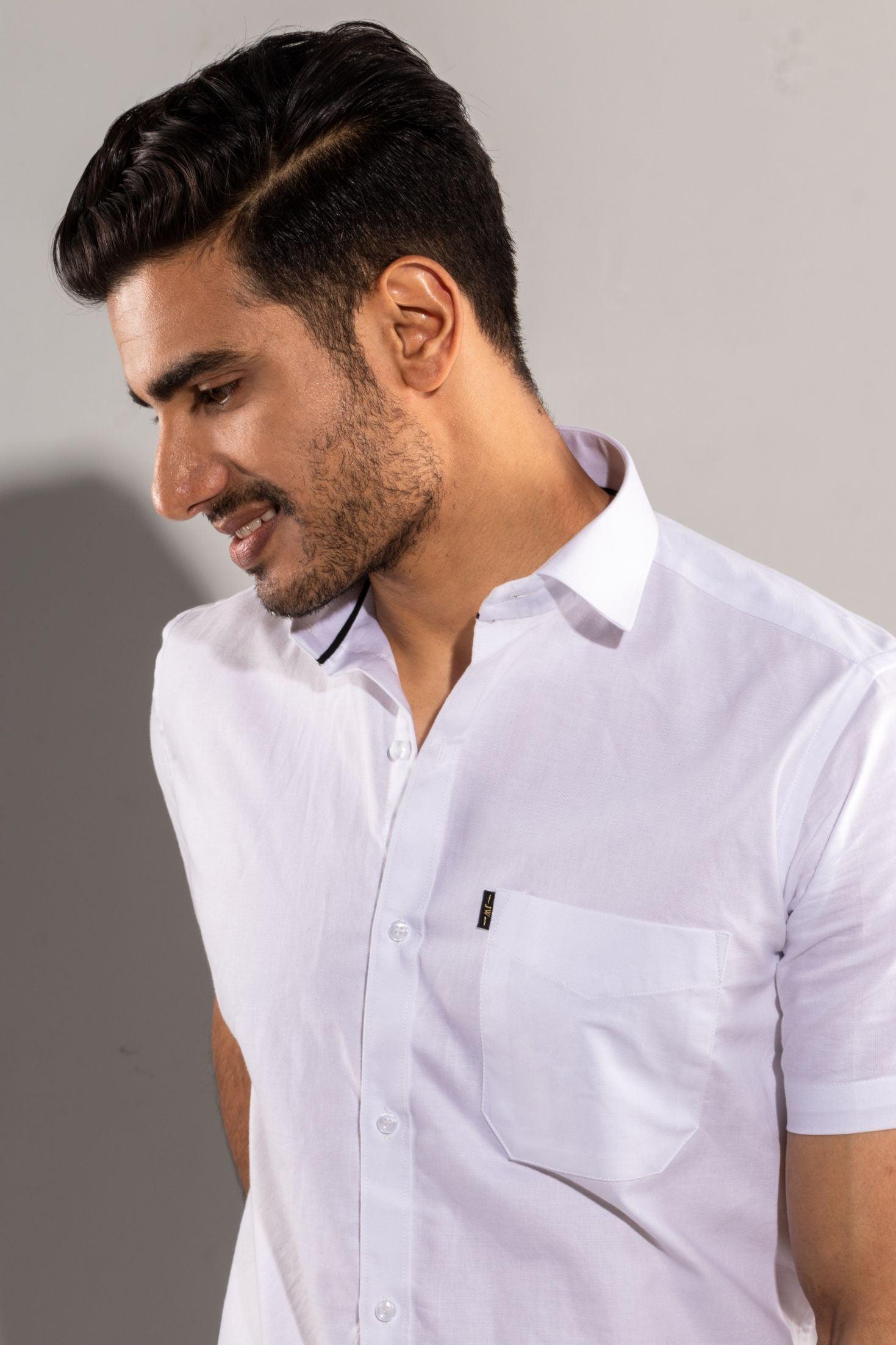 Amber White - Oxford Half-Sleeve Slim-Fit Shirt - John Watson