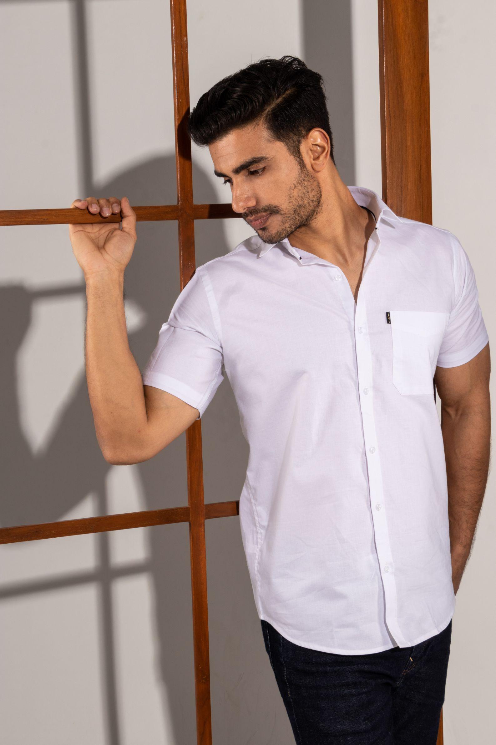 Amber White - Oxford Half-Sleeve Slim-Fit Shirt - John Watson