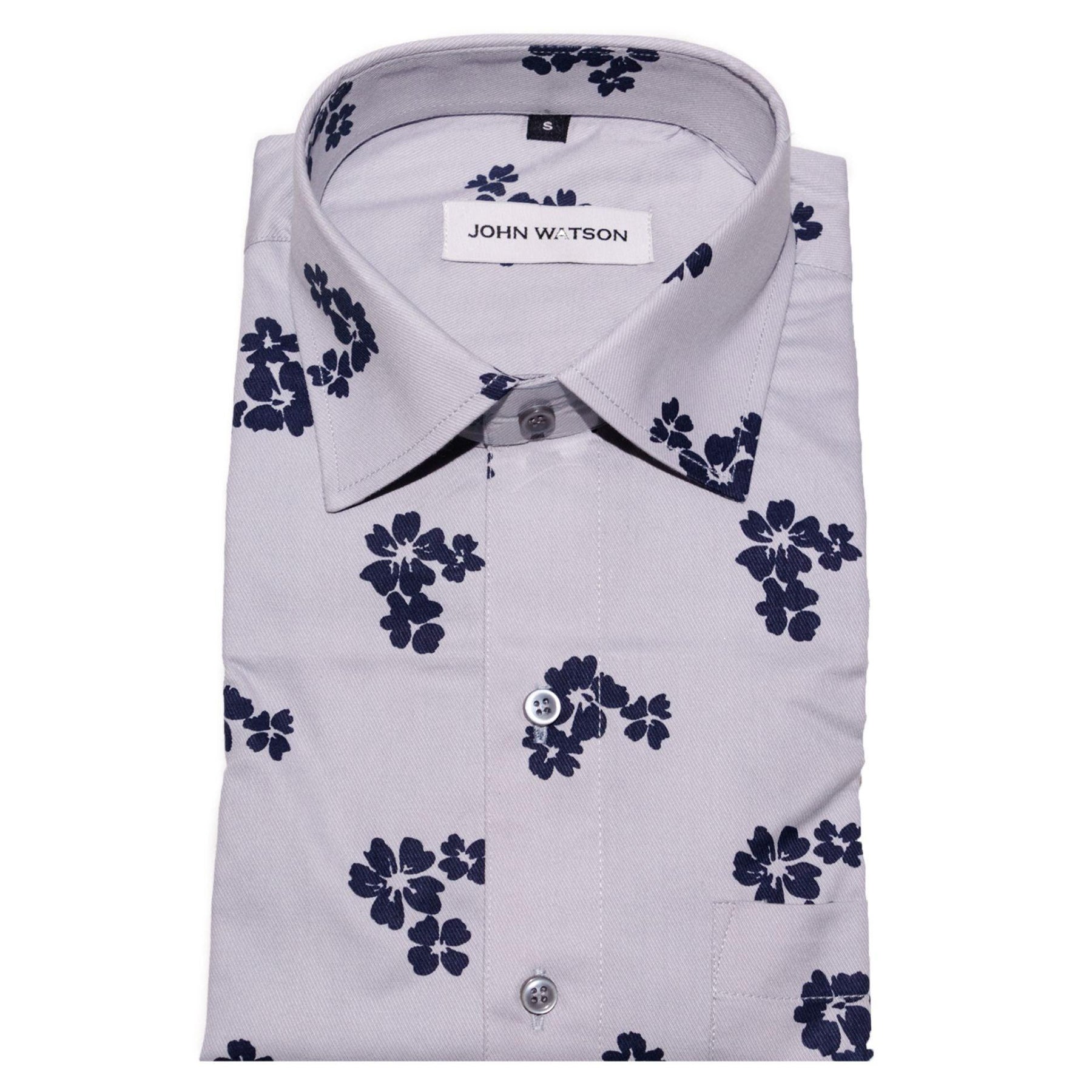 Bustard - Printed Twill Shirt - Grey - John Watson